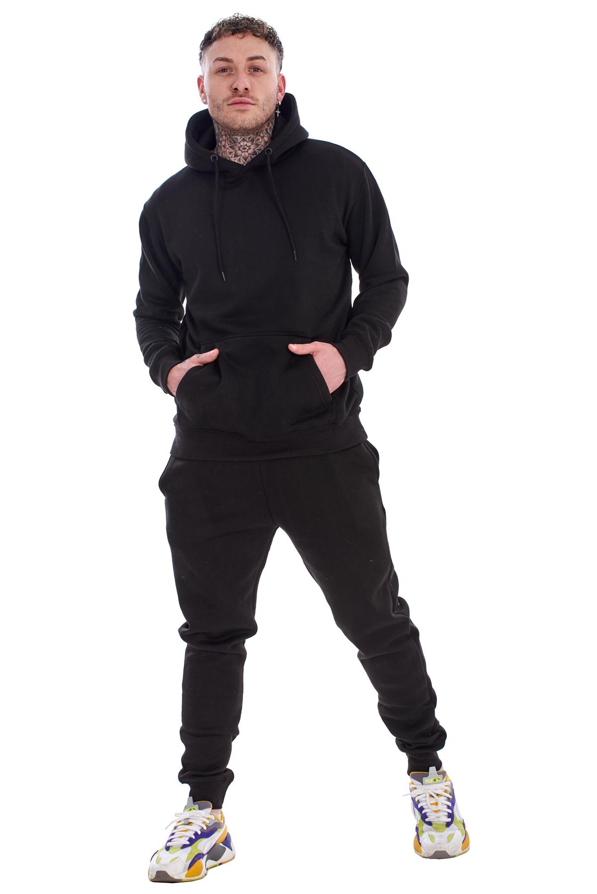 Mens Hooded Plain Tracksuit Fleece Ribbed Cuff Sweatshirts Cotton Blend Joggers - Picture 7 of 33