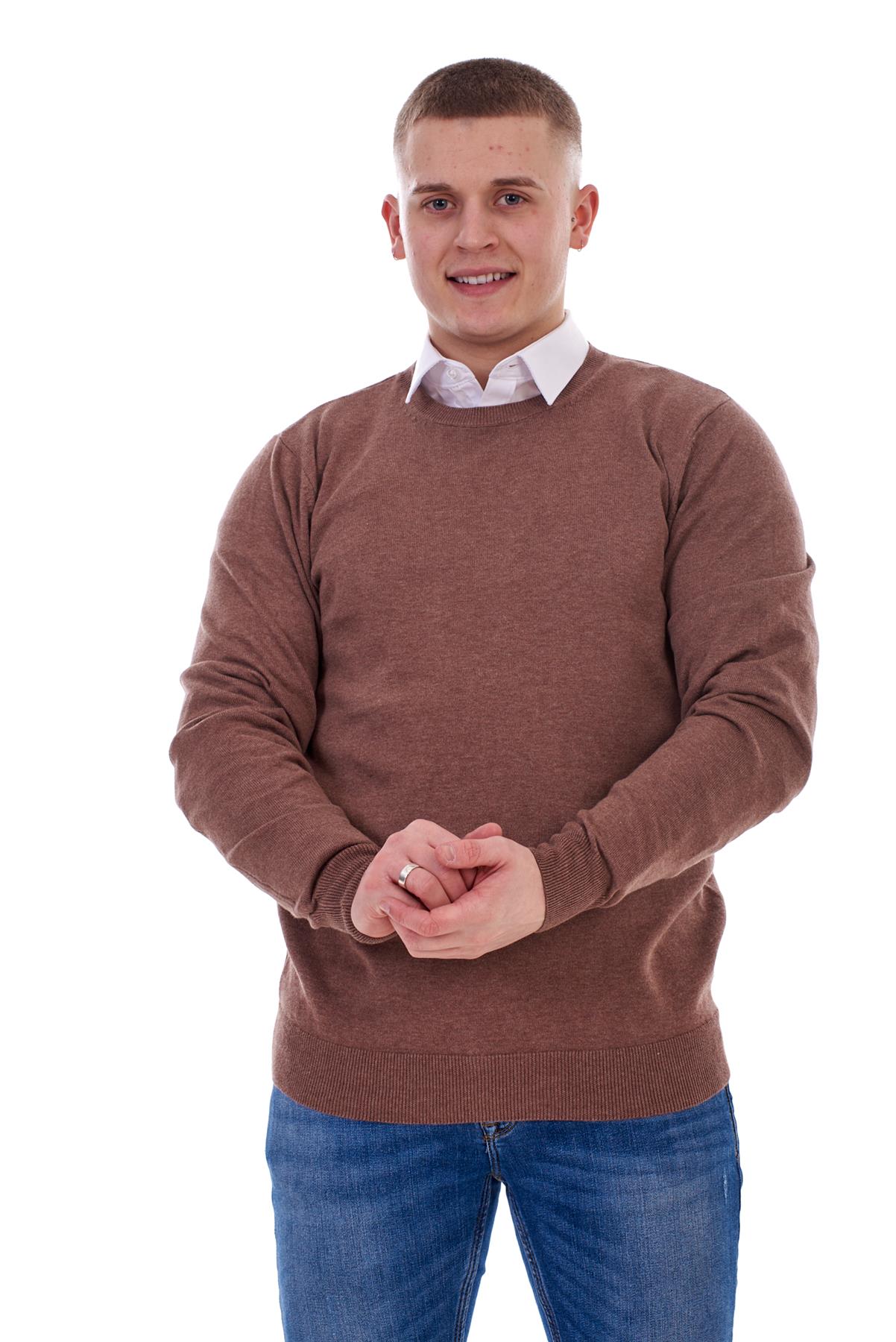 Mens Plain Jumper Ex-Chain Store Crew Neck Long Sleeve Knitted Pullover Sweater - Picture 30 of 41