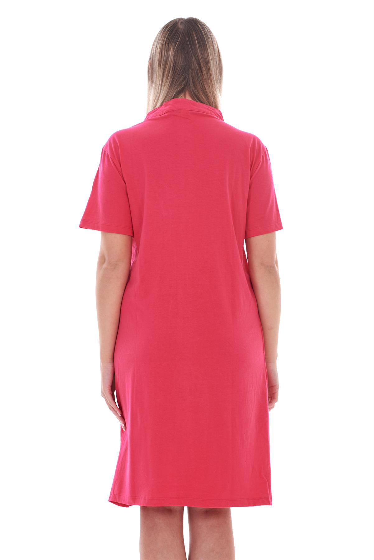 Ladies Plain Cotton Nightwear V-Neck Pleated Short Sleeve Nightie Nightshirt - Picture 23 of 33