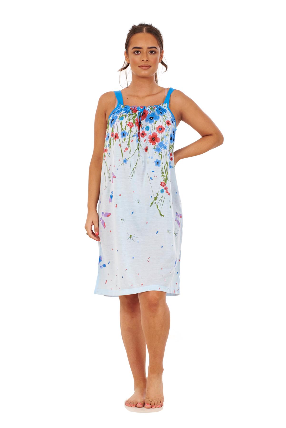 Ladies Sleeveless Nightdress Poppy Floral Cotton Short Nightwear M to 3XL - Picture 3 of 43