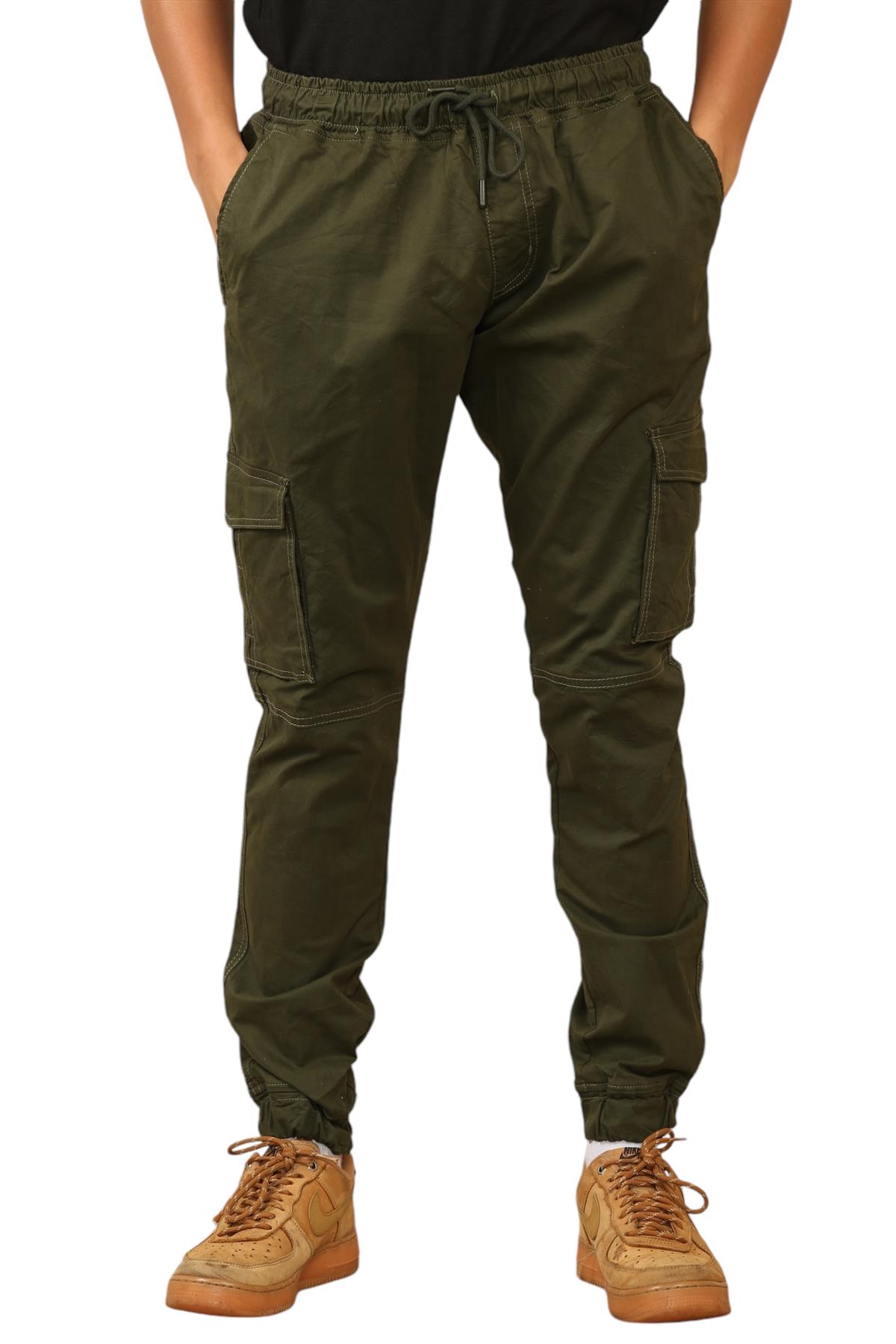Mens Cargo Joggers Combat Trousers Elastic Waist Cuffed Utility Pants Gym - Picture 12 of 27