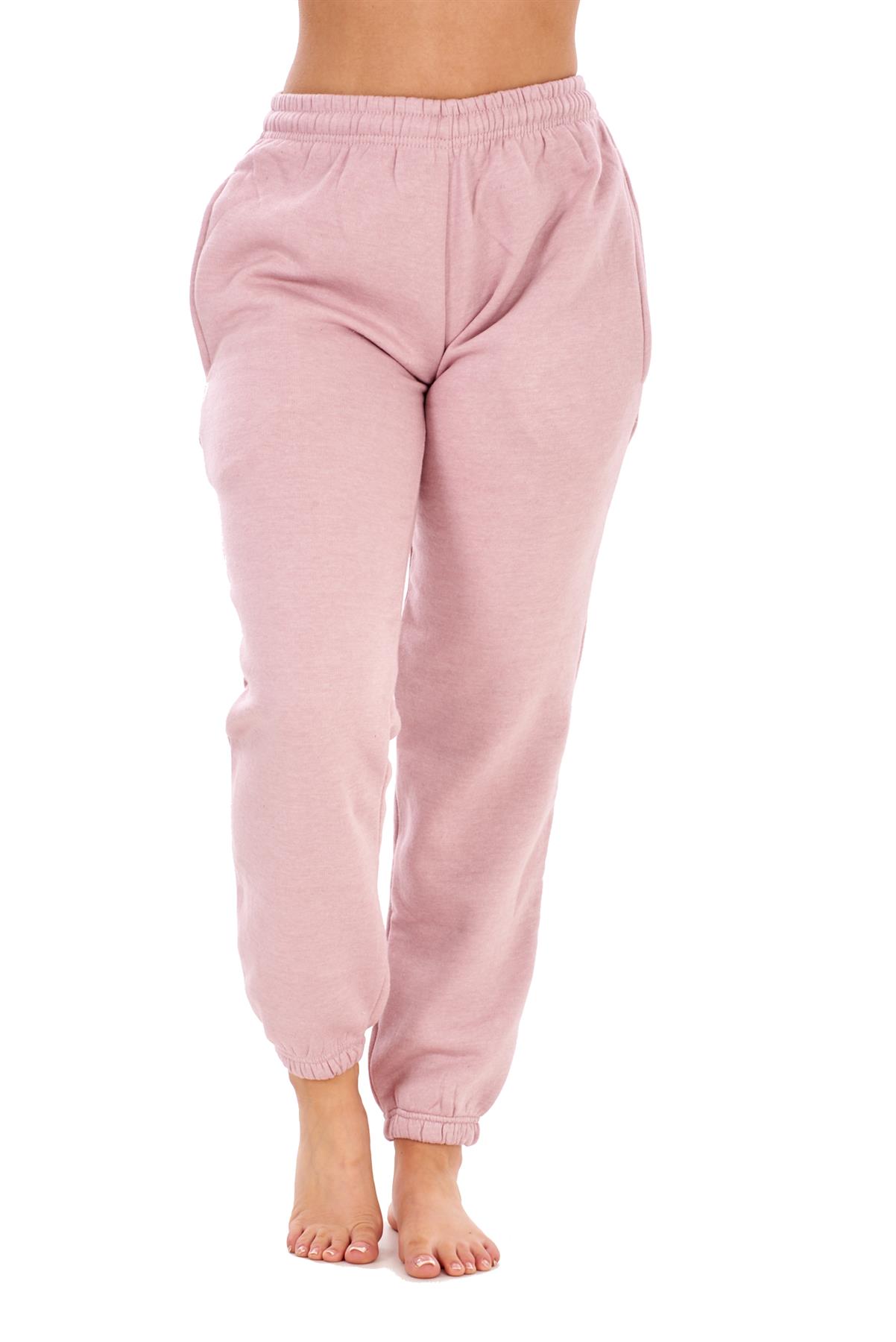 Womens Basic Fleece Joggers Regular Tracksuit Bottom Cuffed Ankle Cotton Blend - Picture 24 of 56