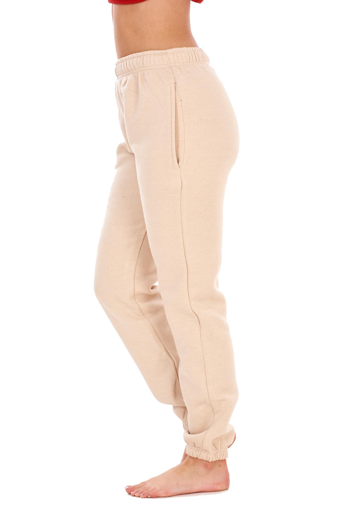Womens Basic Fleece Joggers Regular Tracksuit Bottom Cuffed Ankle Cotton Blend - Picture 41 of 56