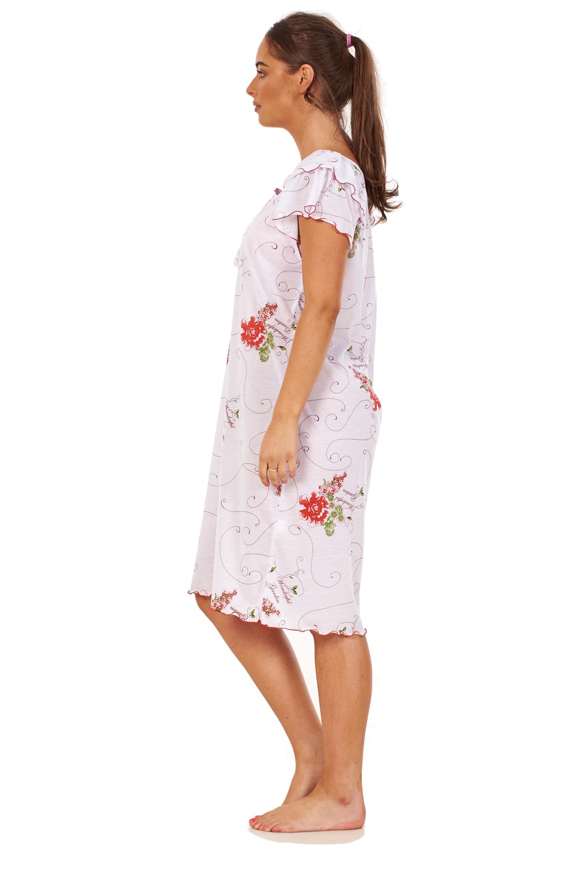 Ladies Short Nightdress Cotton Blend Cap Sleeve Nightwear Peony Floral M to XXXL - Picture 34 of 46
