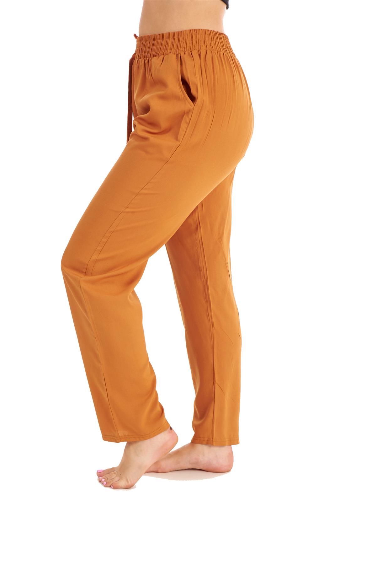 Ladies 100% Cotton Trousers Elasticated Narrow leg Tapered Pockets Regular Pants | eBay