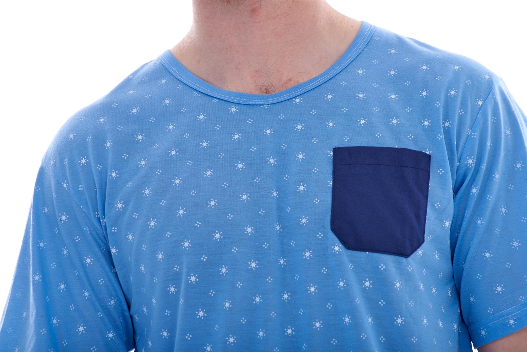 Mens Pyjama Set Shorts Crew Neck Pockets Summer Sleepwear Nightwear eBay