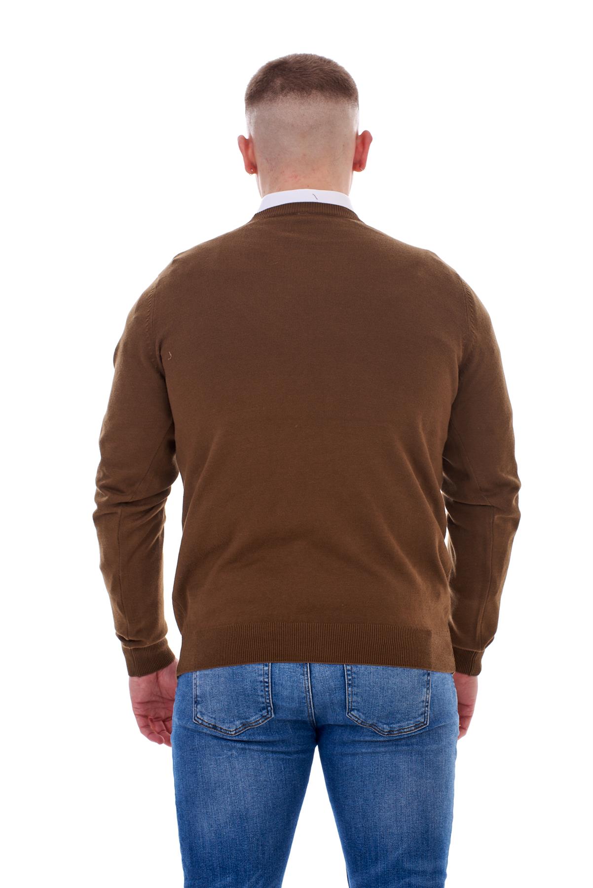 Mens Plain Jumper Ex-Chain Store Crew Neck Long Sleeve Knitted Pullover Sweater - Picture 10 of 41