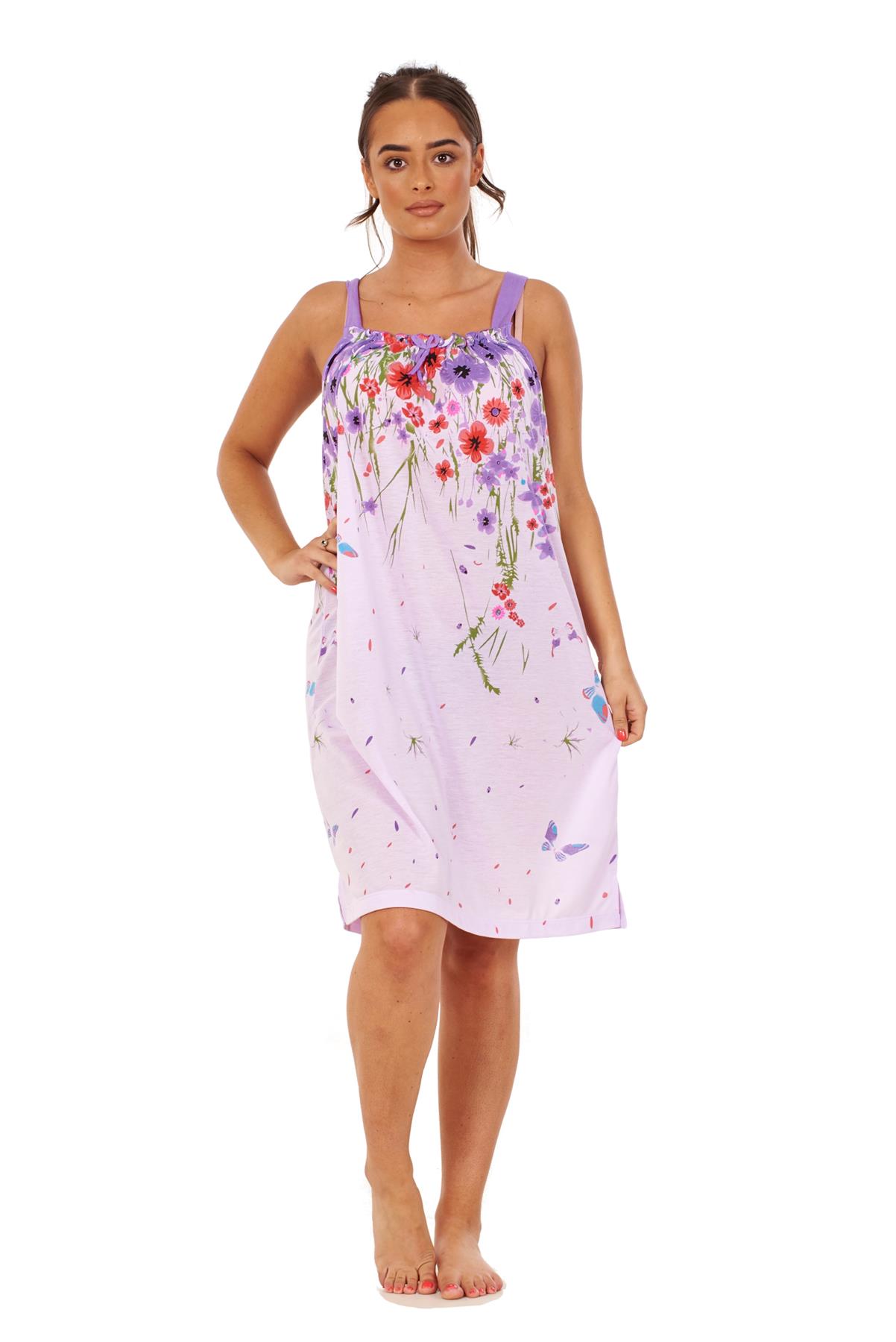 Ladies Sleeveless Nightdress Poppy Floral Cotton Short Nightwear M to 3XL - Picture 16 of 43