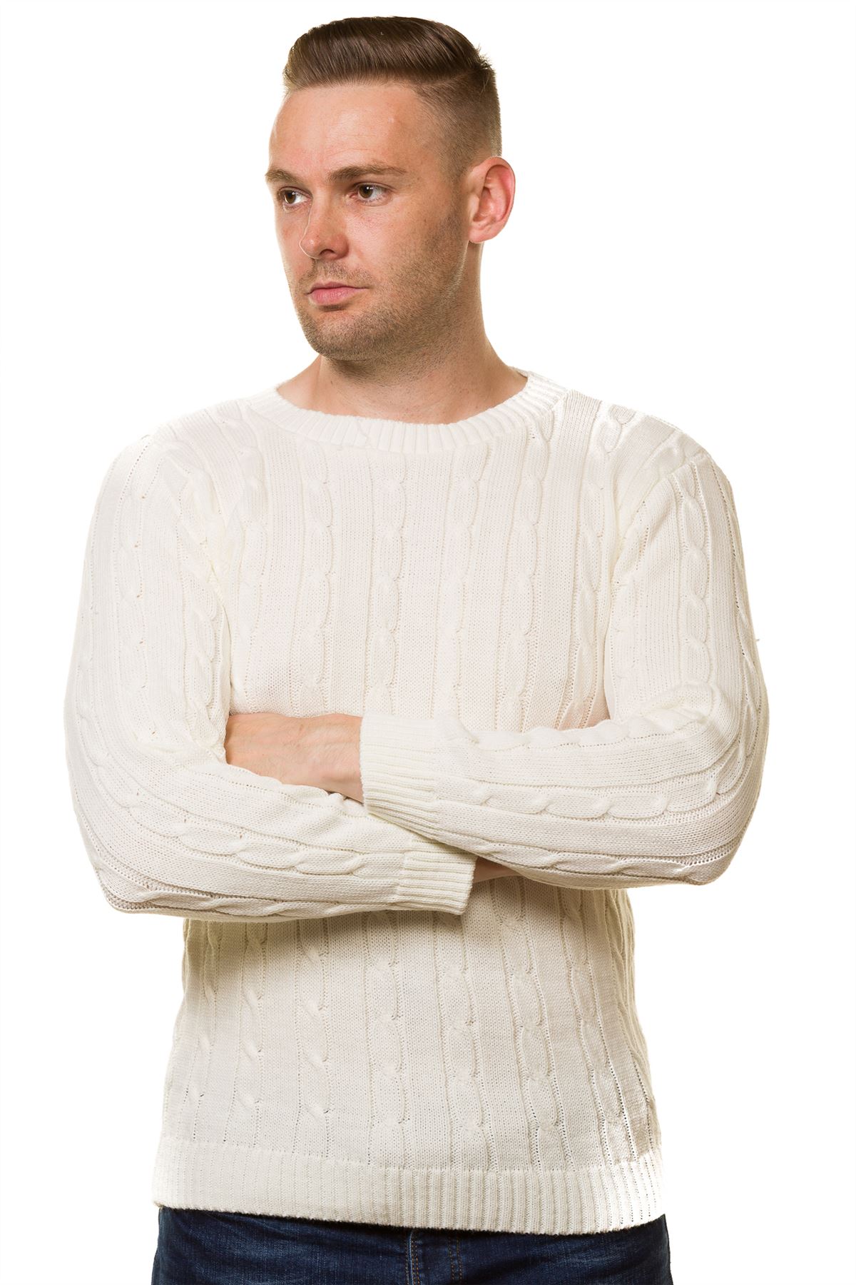 New Men’s Chunky Cable Knit Pullover Jumper Thick Warm Winter Sweater - Picture 4 of 6