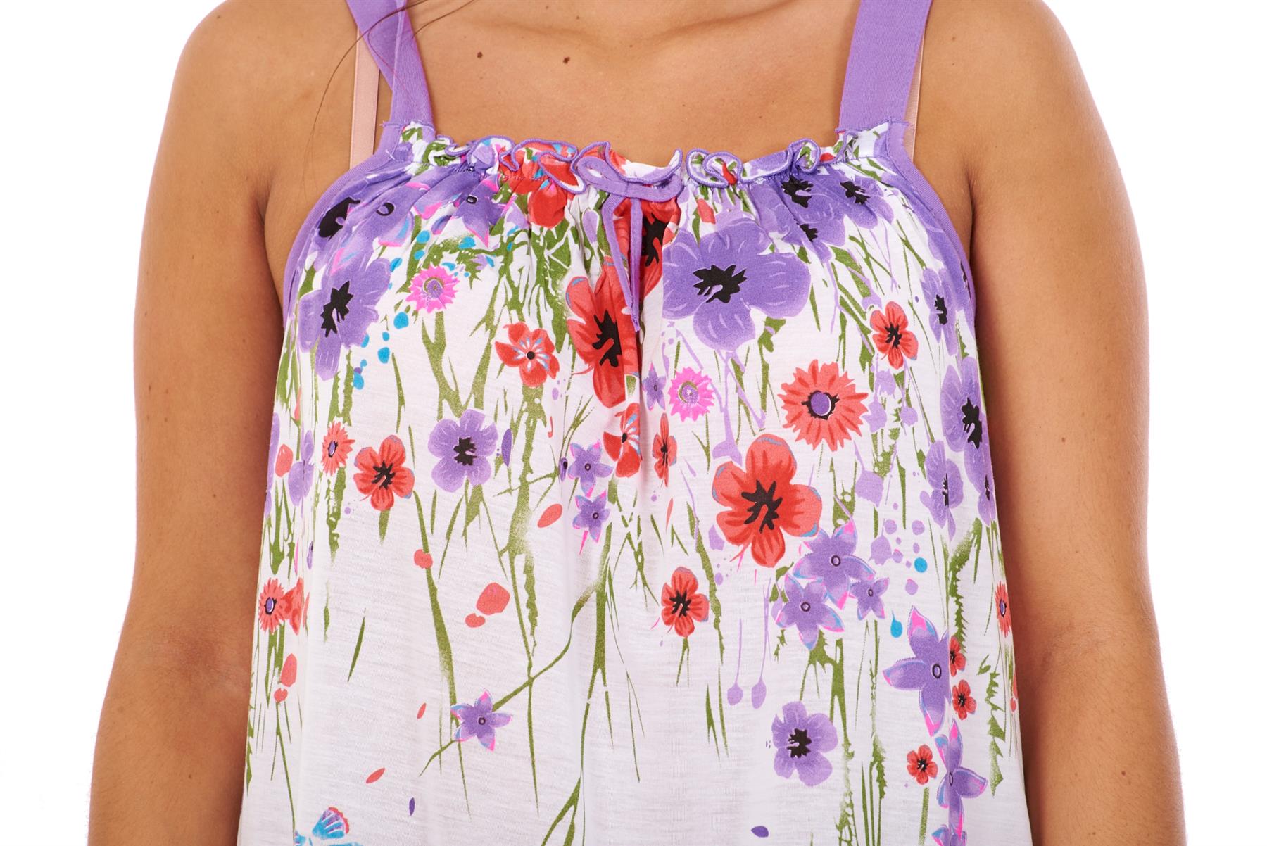 Ladies Sleeveless Nightdress Poppy Floral Cotton Short Nightwear M to 3XL - Picture 15 of 43