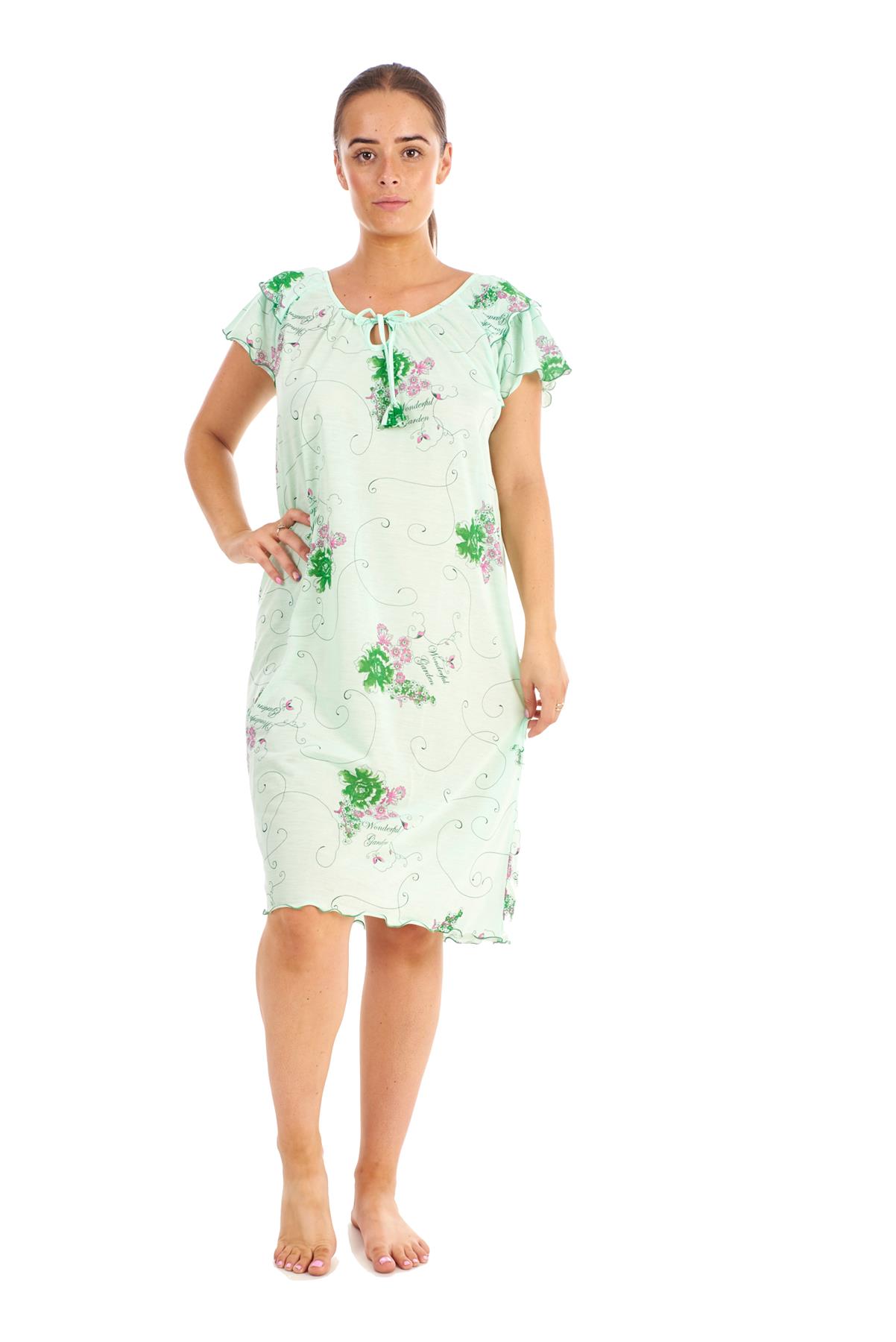 Ladies Short Nightdress Cotton Blend Cap Sleeve Nightwear Peony Floral M to XXXL - Picture 7 of 46