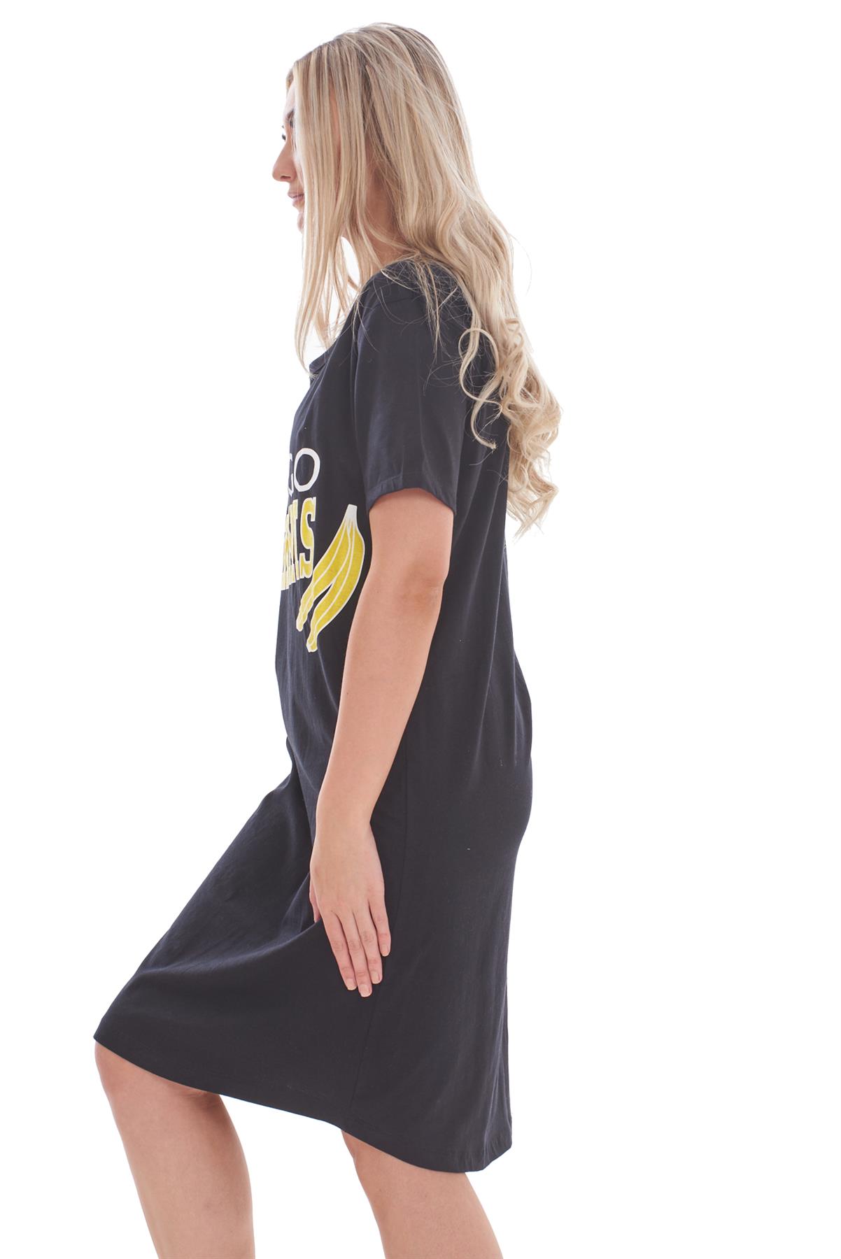Ladies Short Sleeve Nightdress Slogan Print Cotton Nightie Plus Size M-XXL - Picture 8 of 34