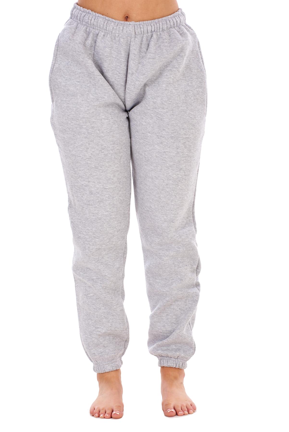 Womens Basic Fleece Joggers Regular Tracksuit Bottom Cuffed Ankle Cotton Blend - Picture 30 of 56