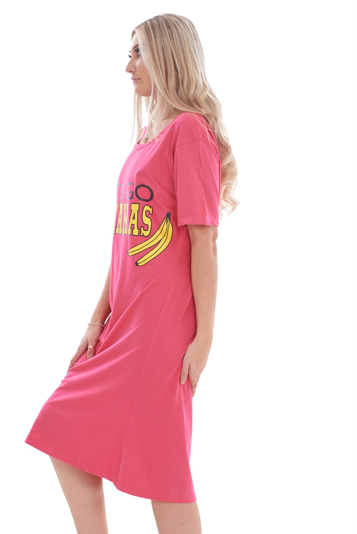Ladies Short Sleeve Nightdress Slogan Print Cotton Nightie Plus Size M-XXL - Picture 22 of 34