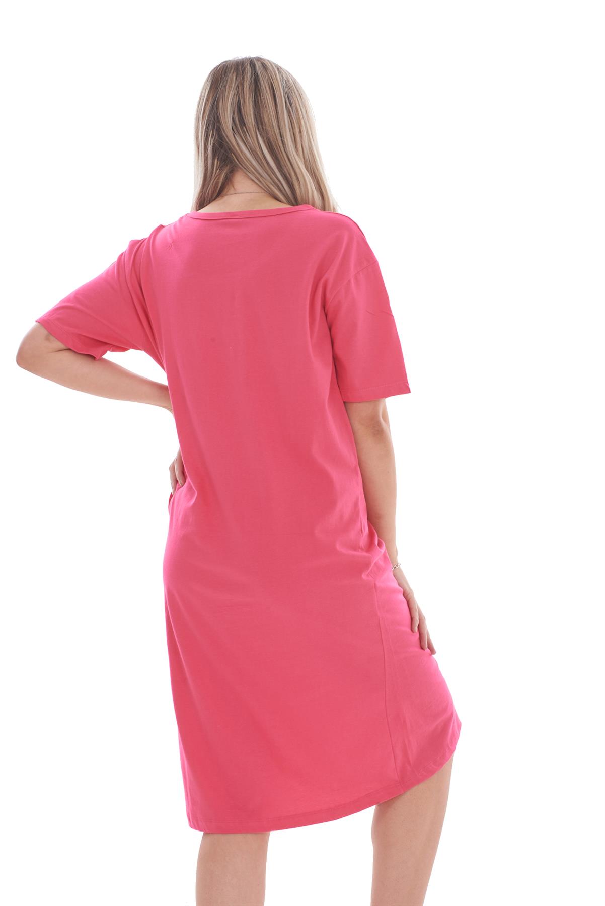 Ladies Short Sleeve Nightdress Slogan Print Cotton Nightie Plus Size M-XXL - Picture 23 of 34