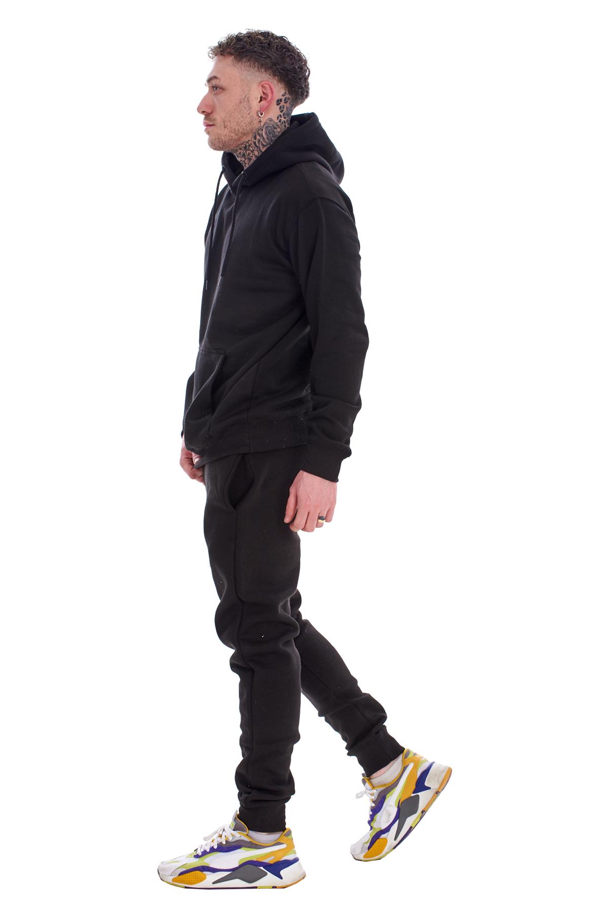 Mens Hooded Plain Tracksuit Fleece Ribbed Cuff Sweatshirts Cotton Blend Joggers - Picture 11 of 33