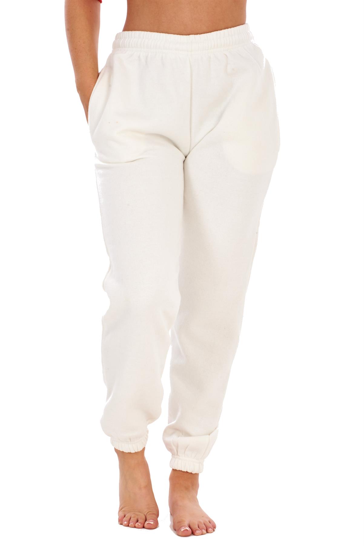 Womens Basic Fleece Joggers Regular Tracksuit Bottom Cuffed Ankle Cotton Blend - Picture 17 of 56
