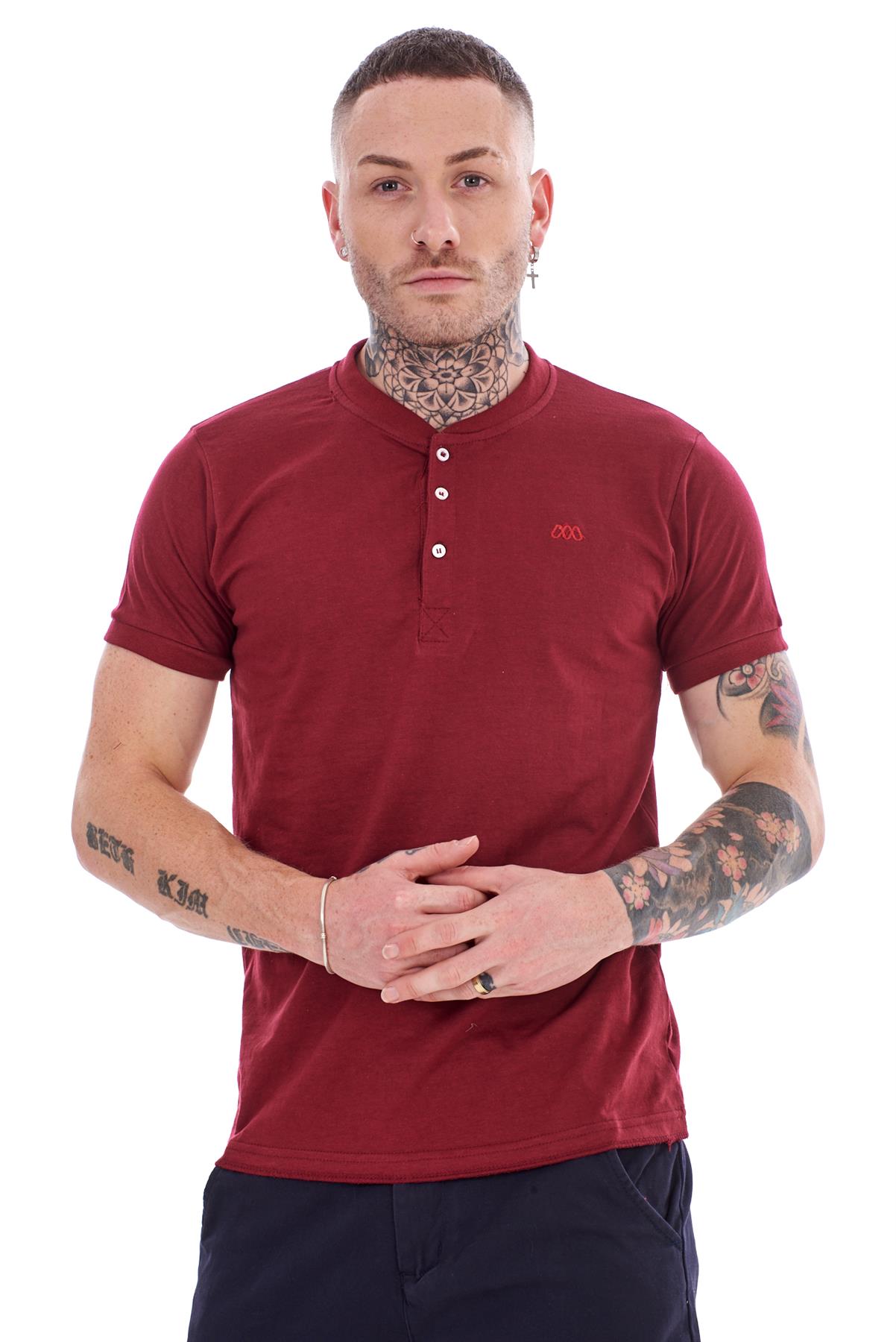 Mens Casual Shirts 100% Jersey Cotton Henley Short Sleeve ribbed cuff ...