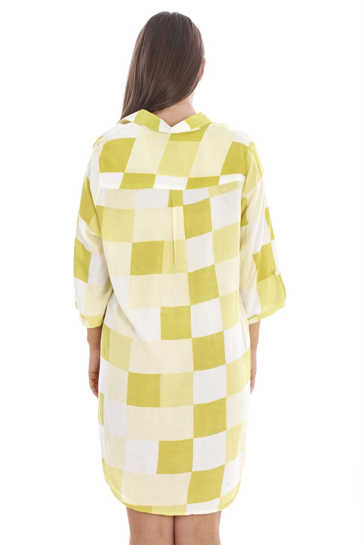 Women's Soft Cotton Check Nightshirt Long Sleeve Sleepwear Dress S to 2XL - Picture 9 of 21