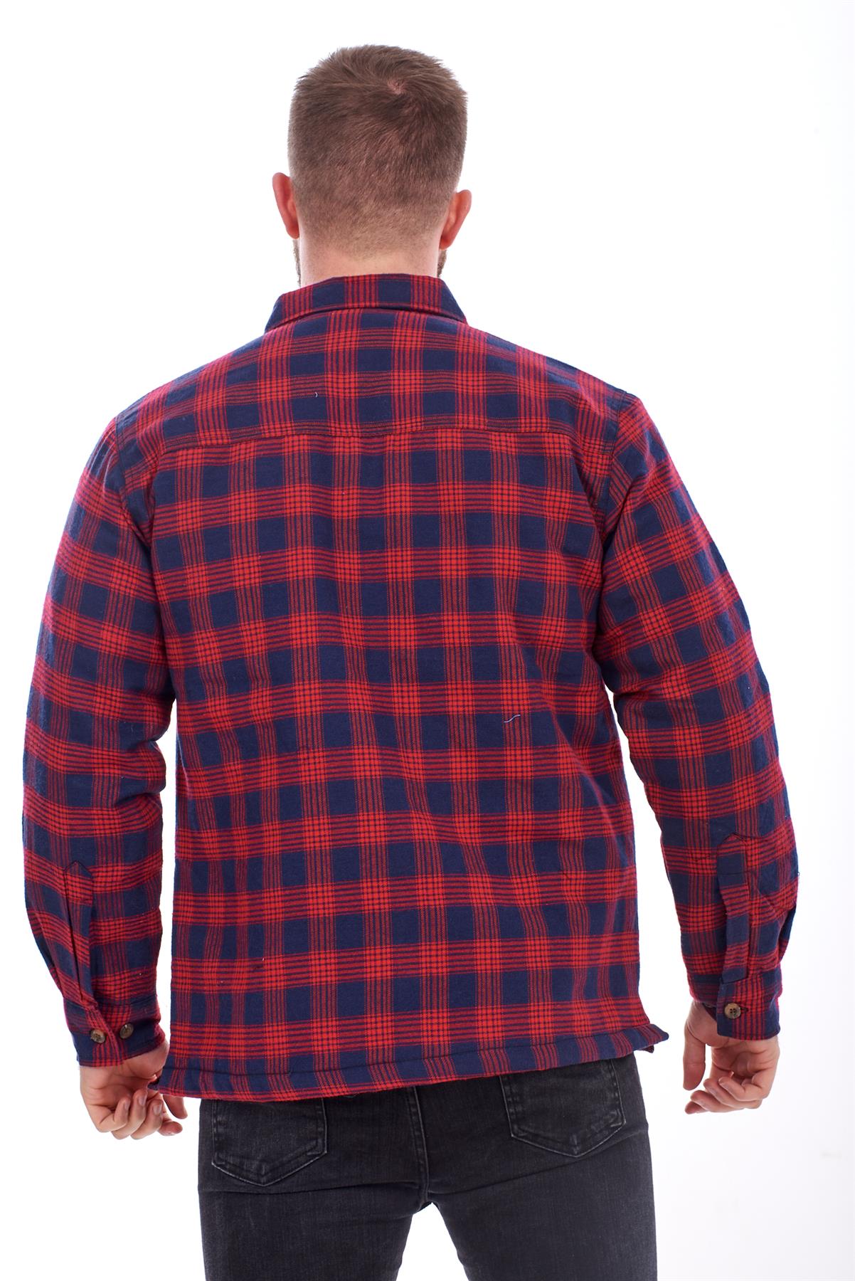 Mens Padded Work Shirt Quilted Yarn Dyed cotton Buttons Thick