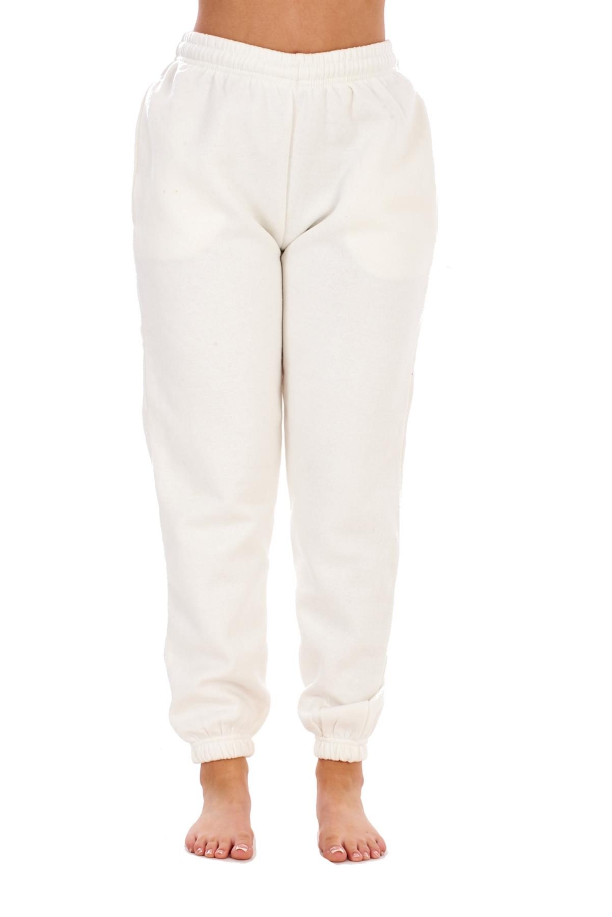 Womens Basic Fleece Joggers Regular Tracksuit Bottom Cuffed Ankle Cotton Blend - Picture 19 of 56