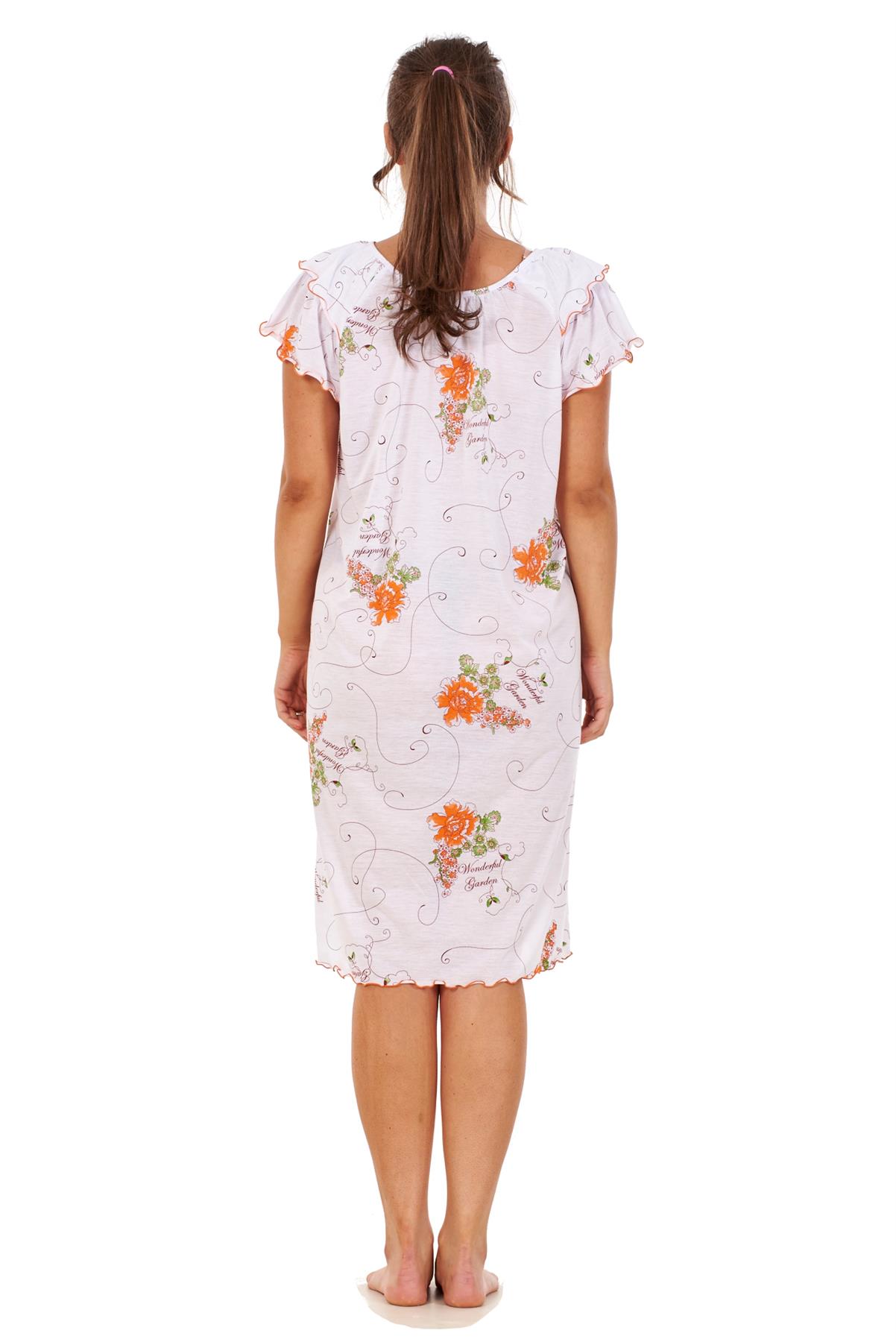 Ladies Short Nightdress Cotton Blend Cap Sleeve Nightwear Peony Floral M to XXXL - Picture 25 of 46
