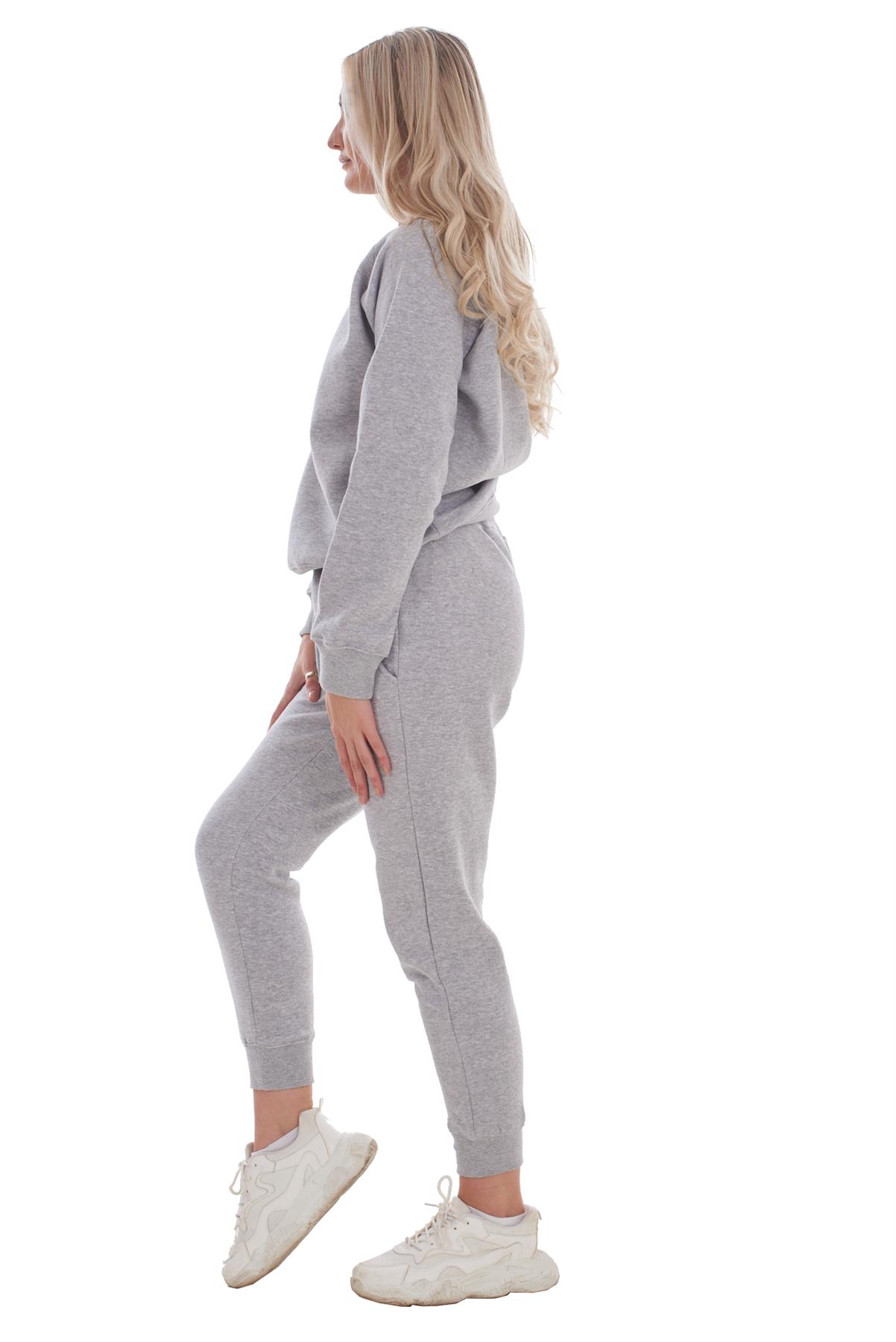Ladies Plain Tracksuit Solid Round Neck Sweatshirts Joggers Slim Fit Activewear - Picture 18 of 29