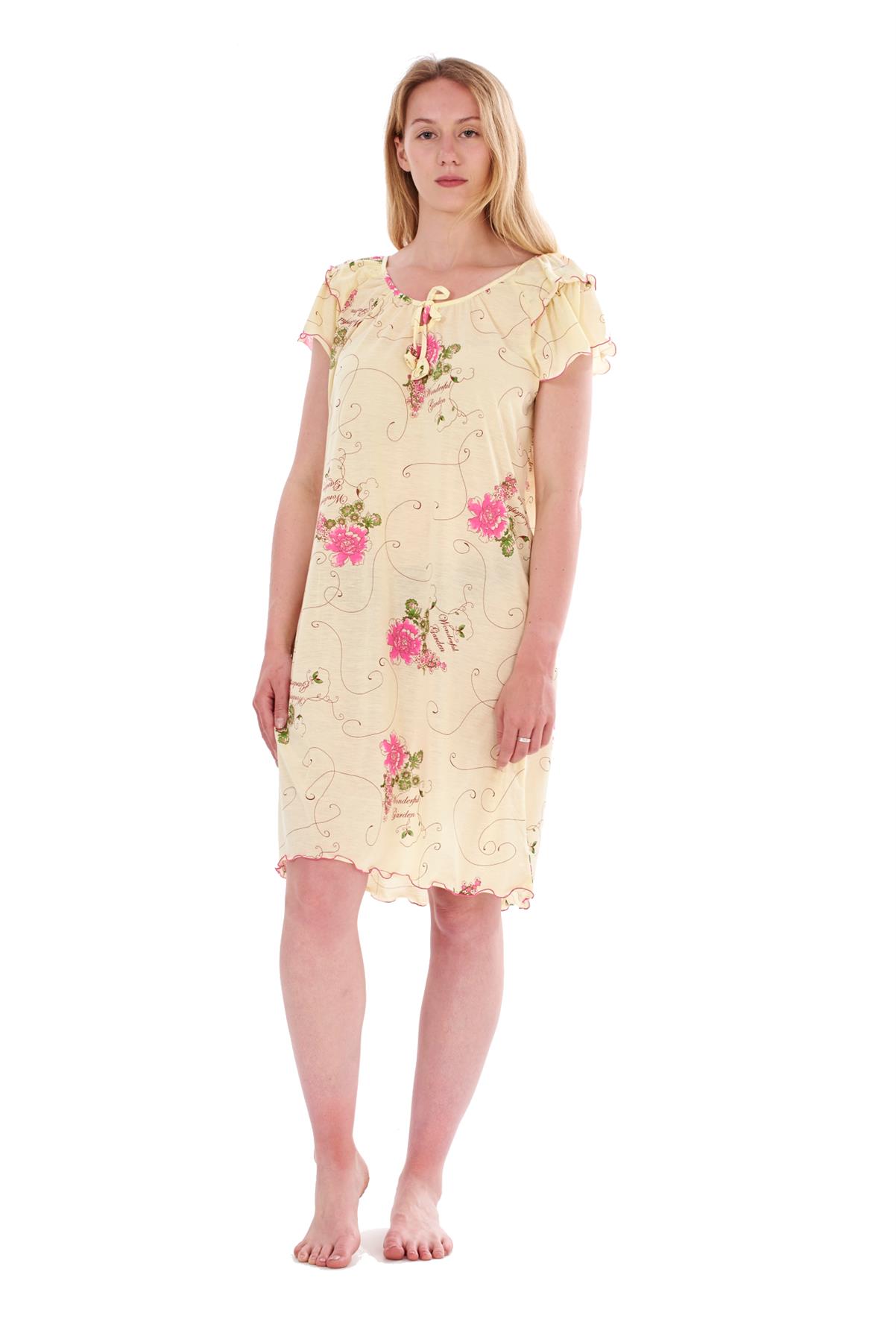 Ladies Short Nightdress Cotton Blend Cap Sleeve Nightwear Peony Floral M to XXXL - Picture 42 of 46
