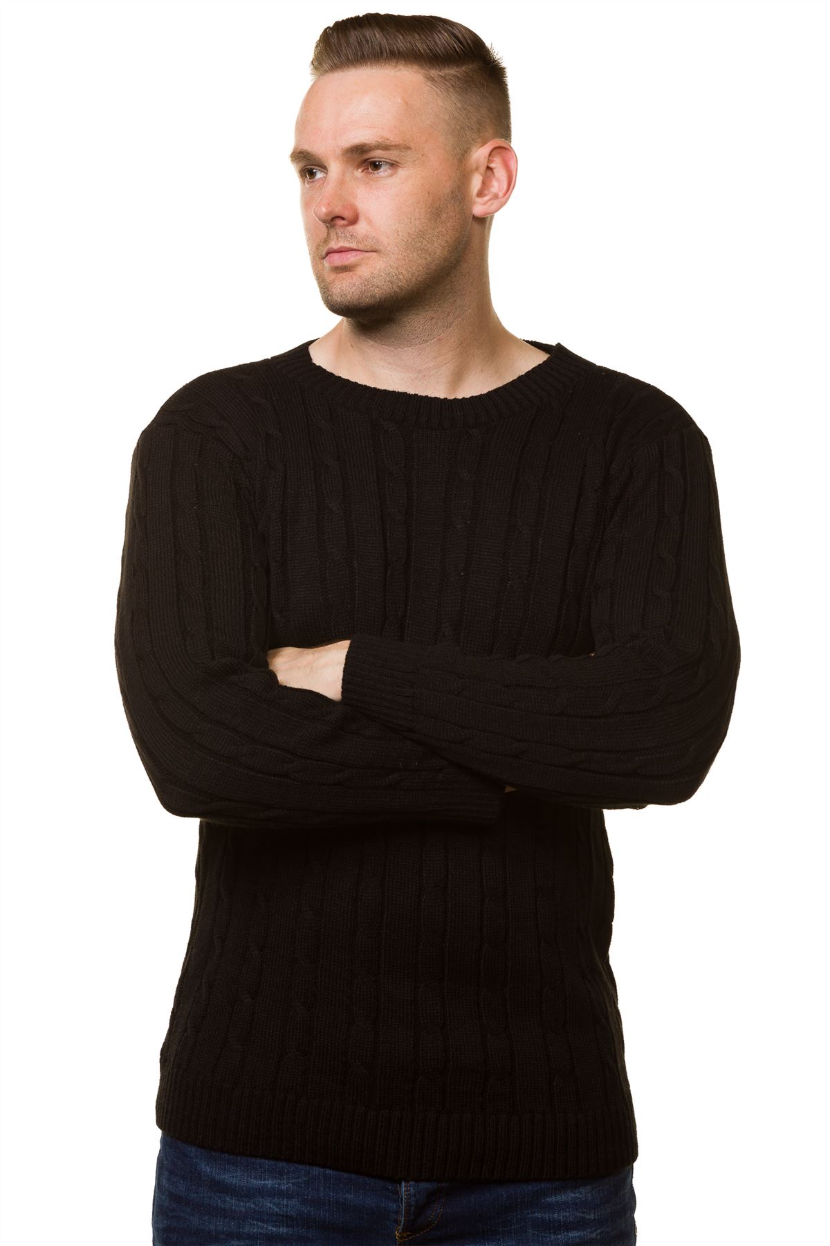 New Men’s Chunky Cable Knit Pullover Jumper Thick Warm Winter Sweater - Picture 2 of 6
