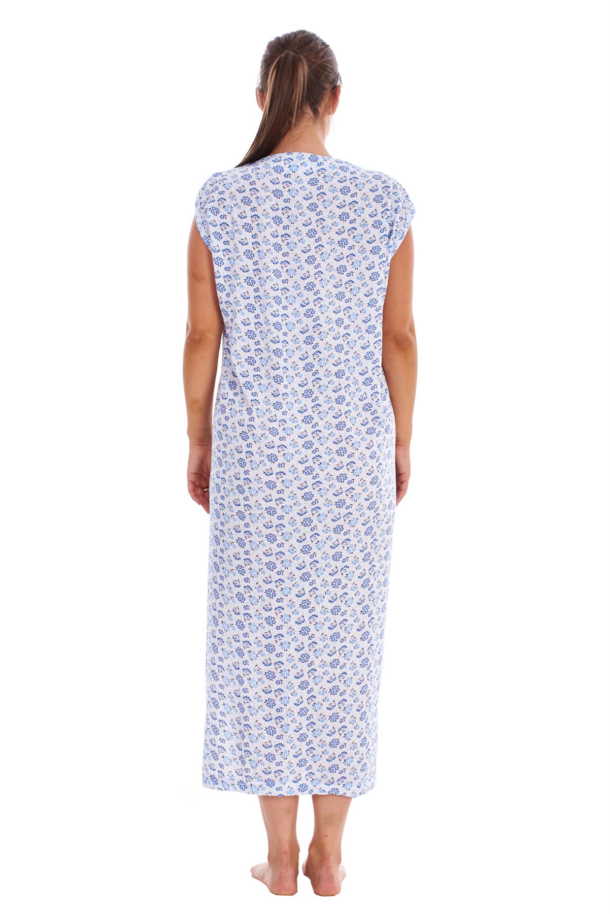 Women Sleeveless Nightwear Floral Print 100% Cotton Long Nightdress M to XXXL - Picture 4 of 15