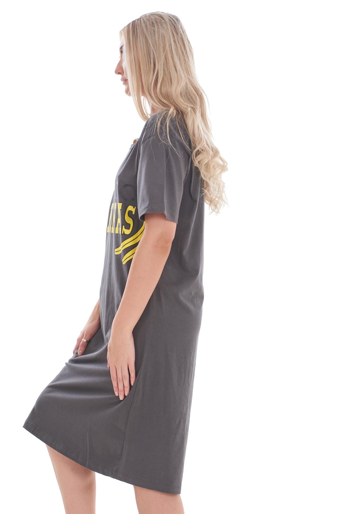Ladies Short Sleeve Nightdress Slogan Print Cotton Nightie Plus Size M-XXL - Picture 15 of 34