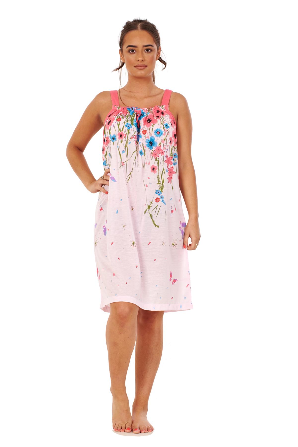 Ladies Sleeveless Nightdress Poppy Floral Cotton Short Nightwear M to 3XL - Picture 29 of 43