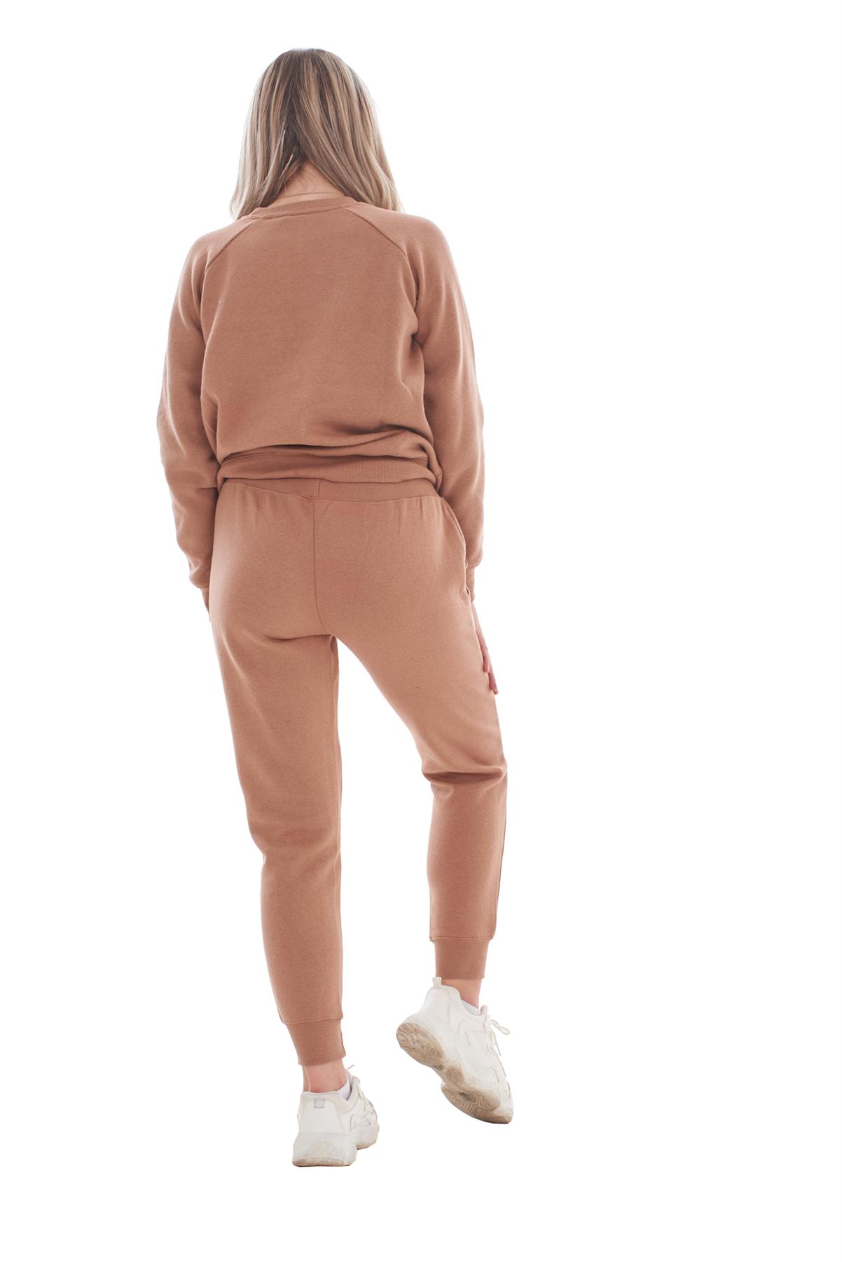 Ladies Plain Tracksuit Solid Round Neck Sweatshirts Joggers Slim Fit Activewear - Picture 13 of 29