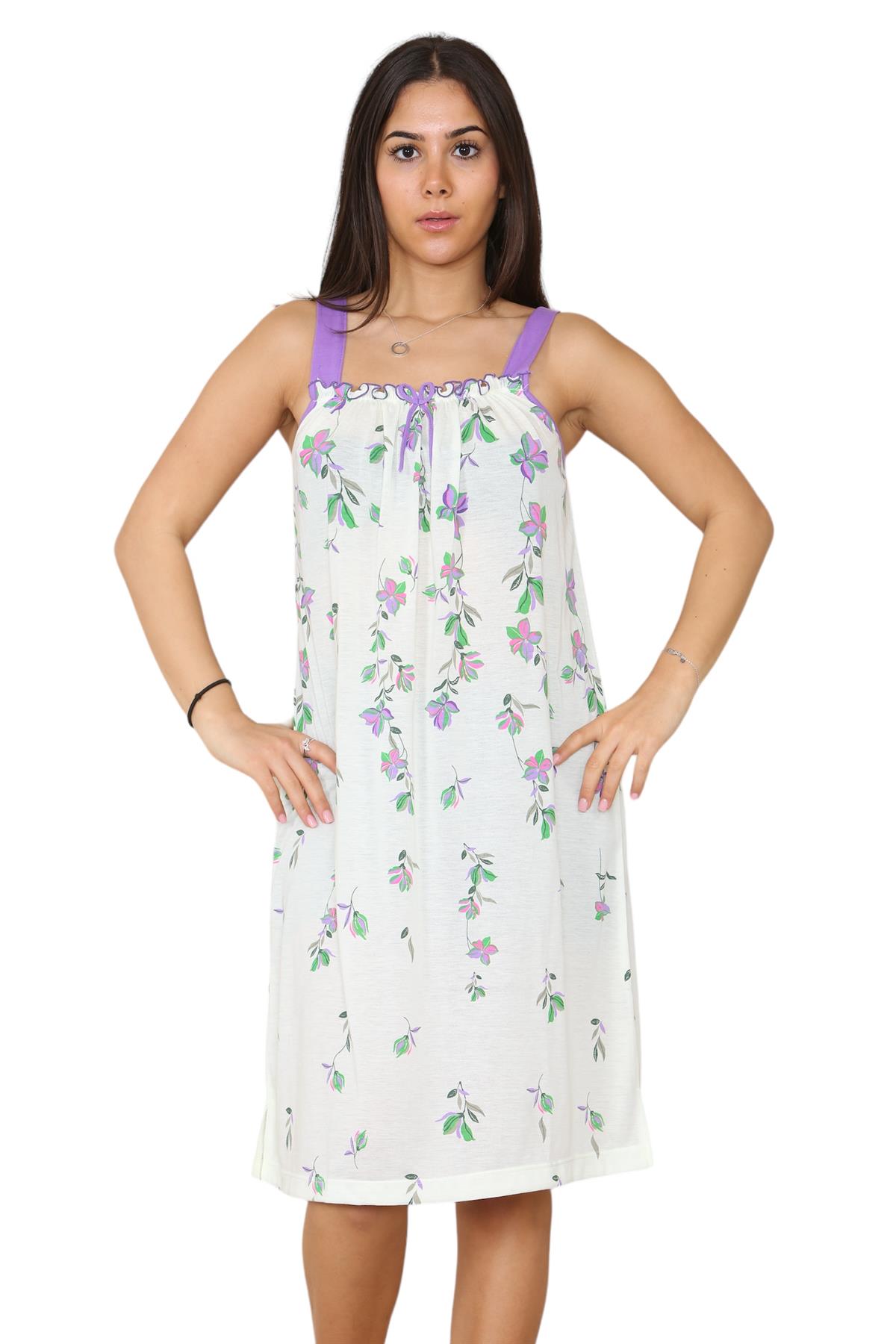 Ladies Strappy Nightdress Short Floral Cotton Sleeveless Lingerie Nightwear M3XL - Picture 23 of 39