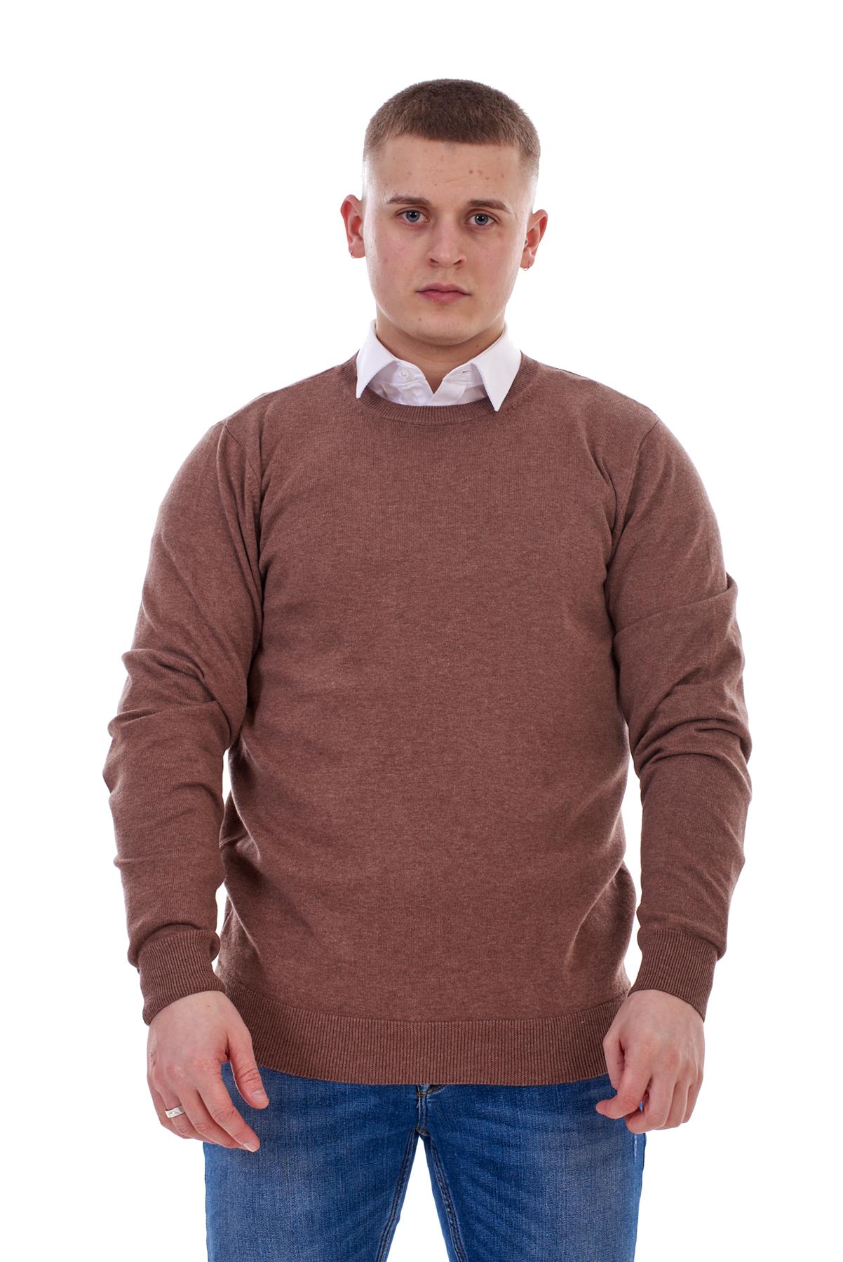 Mens Plain Jumper Ex-Chain Store Crew Neck Long Sleeve Knitted Pullover Sweater - Picture 29 of 41