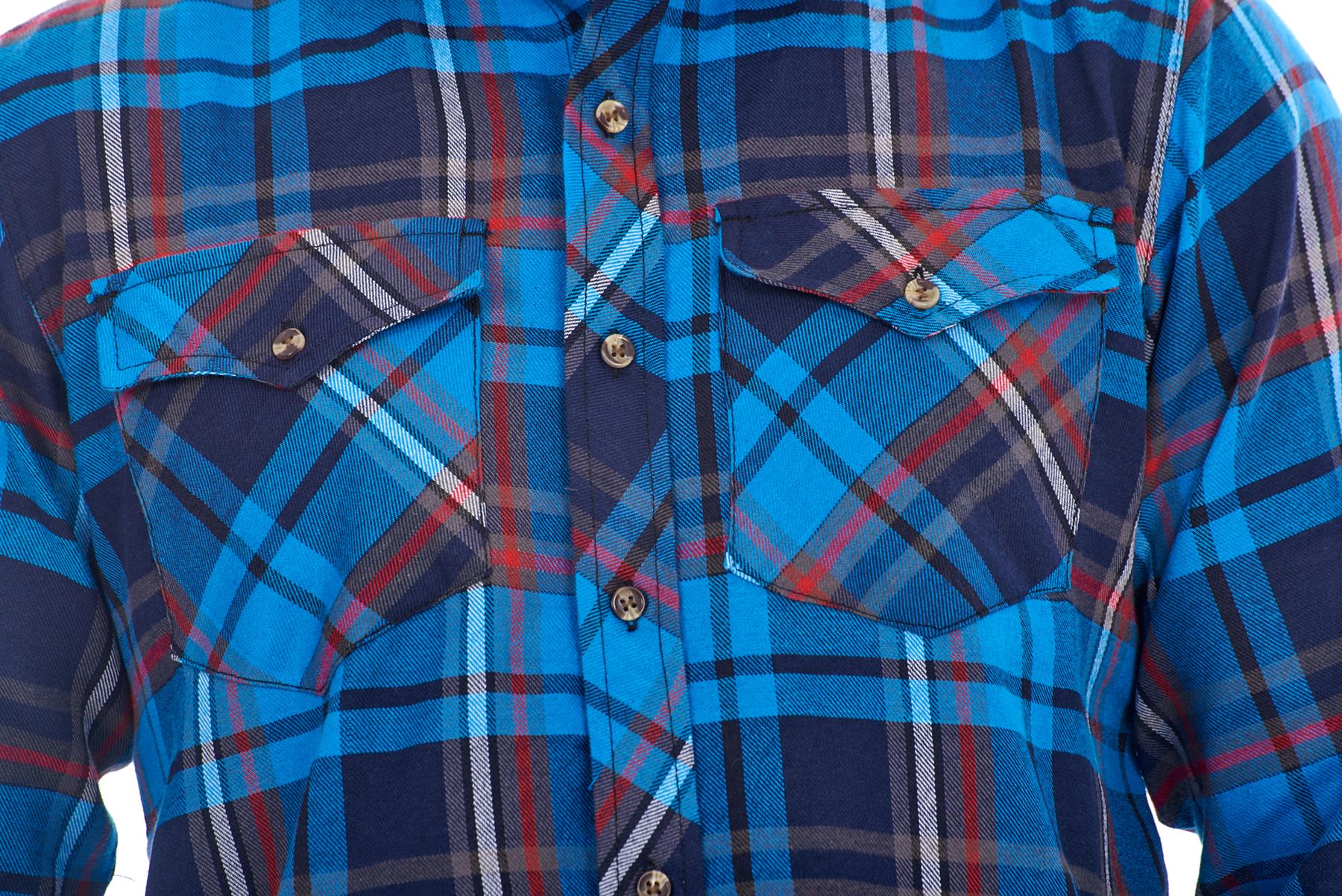 Mens Flannel Check Shirts Yarn Dyed Cotton Brushed Long Sleeve Casual Top - Picture 17 of 32