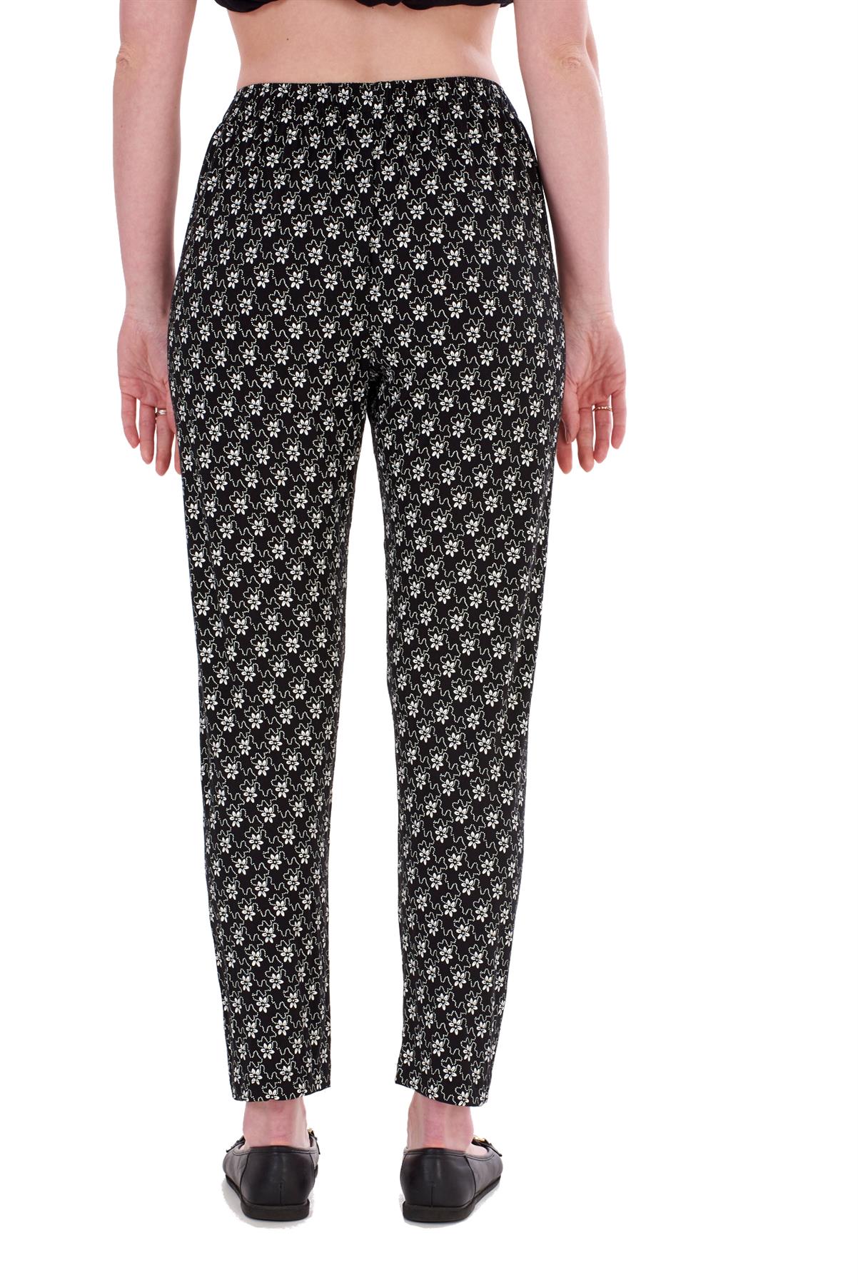 Ladies Trousers Elasticated Printed Tapered Harem High Waist Women