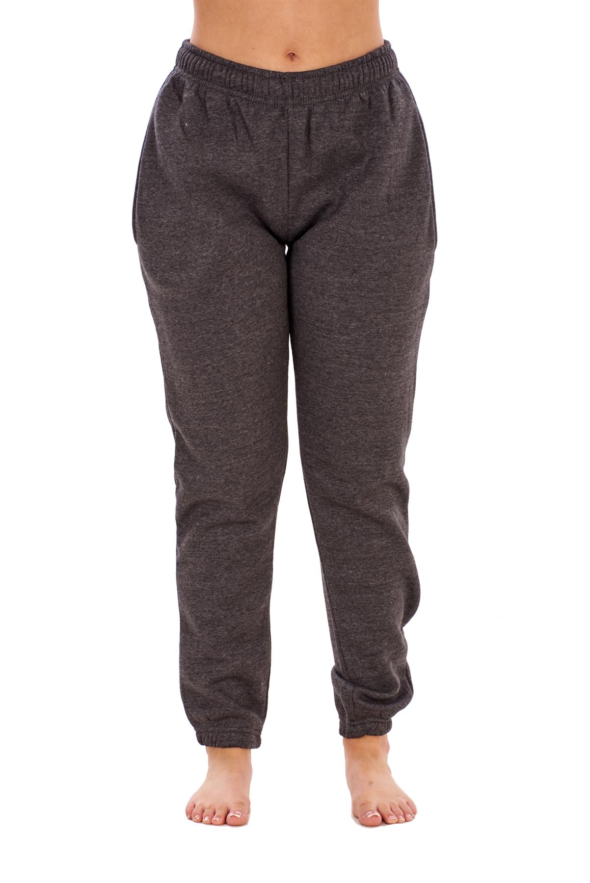 Womens Basic Fleece Joggers Regular Tracksuit Bottom Cuffed Ankle Cotton Blend - Picture 16 of 56