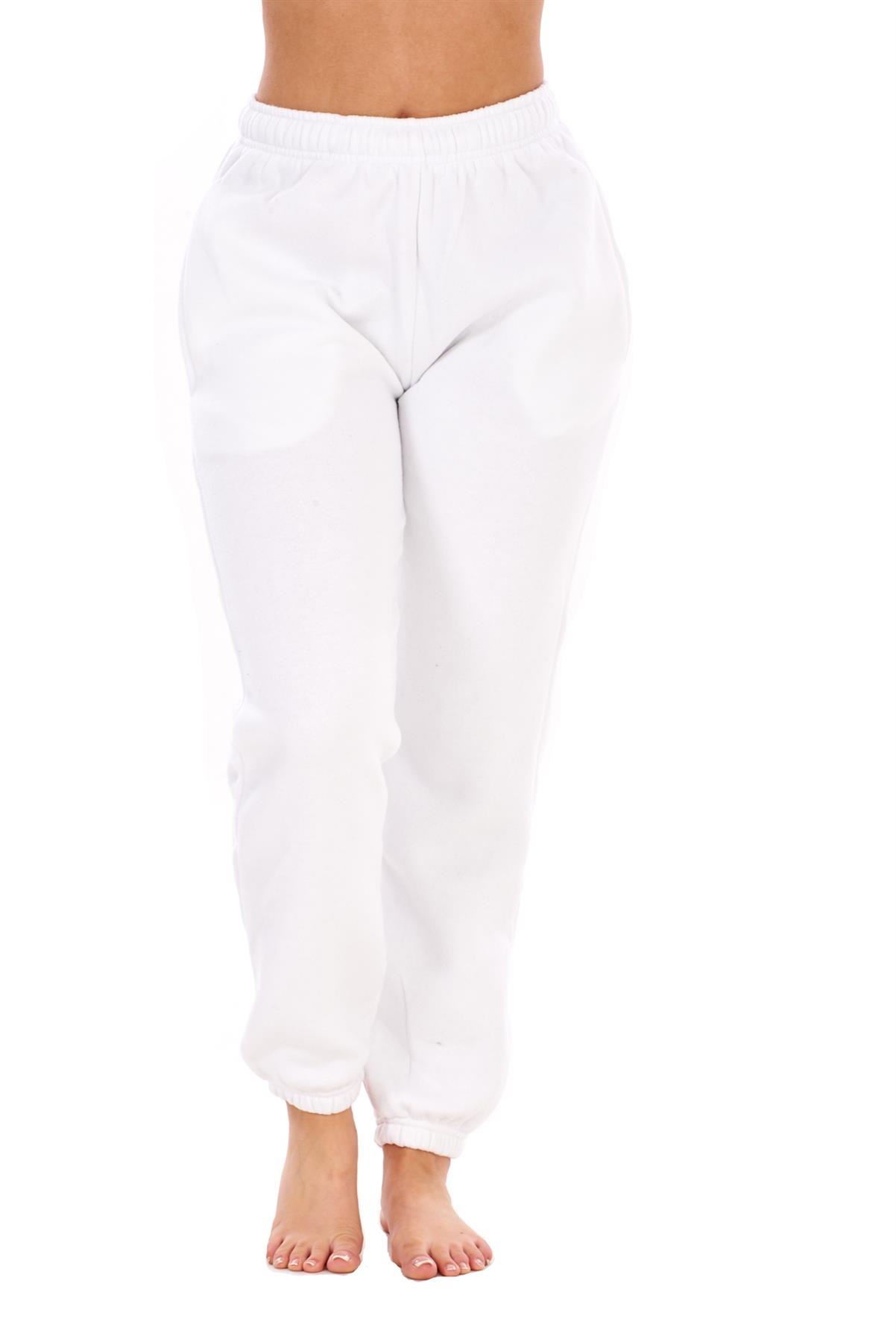 Womens Basic Fleece Joggers Regular Tracksuit Bottom Cuffed Ankle Cotton Blend - Picture 53 of 56