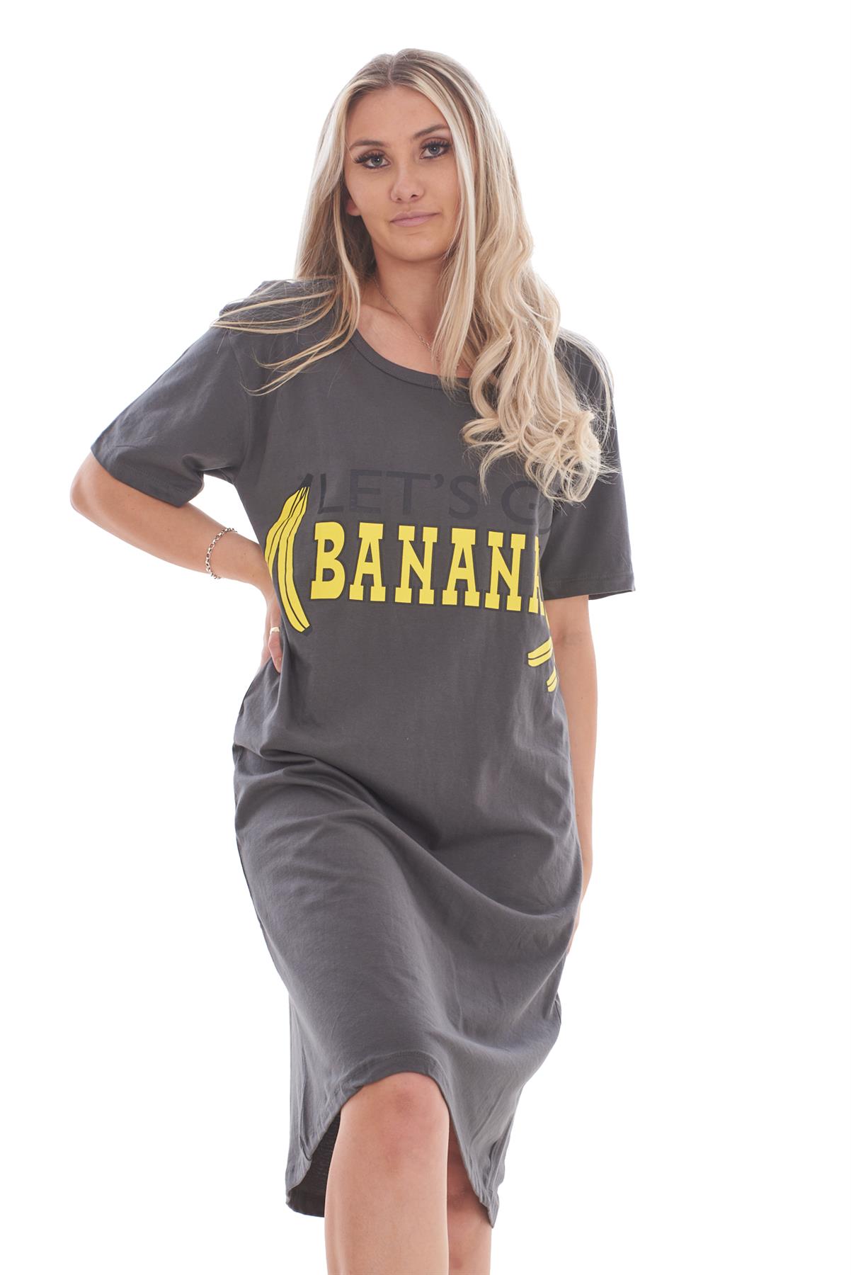 Ladies Short Sleeve Nightdress Slogan Print Cotton Nightie Plus Size M-XXL - Picture 13 of 34