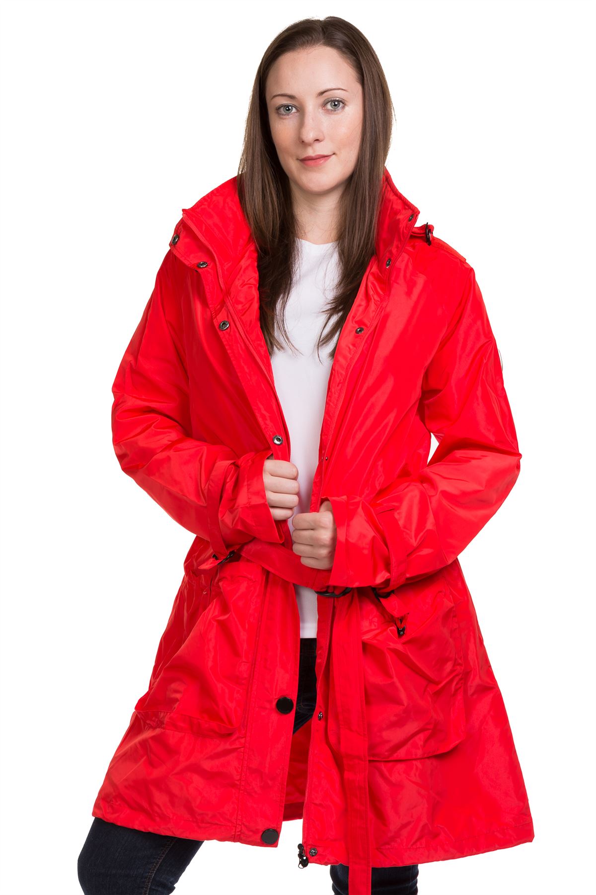 Ladies Trench Coat Belted Jacket Plain Top Quality Fashion outwear Grey