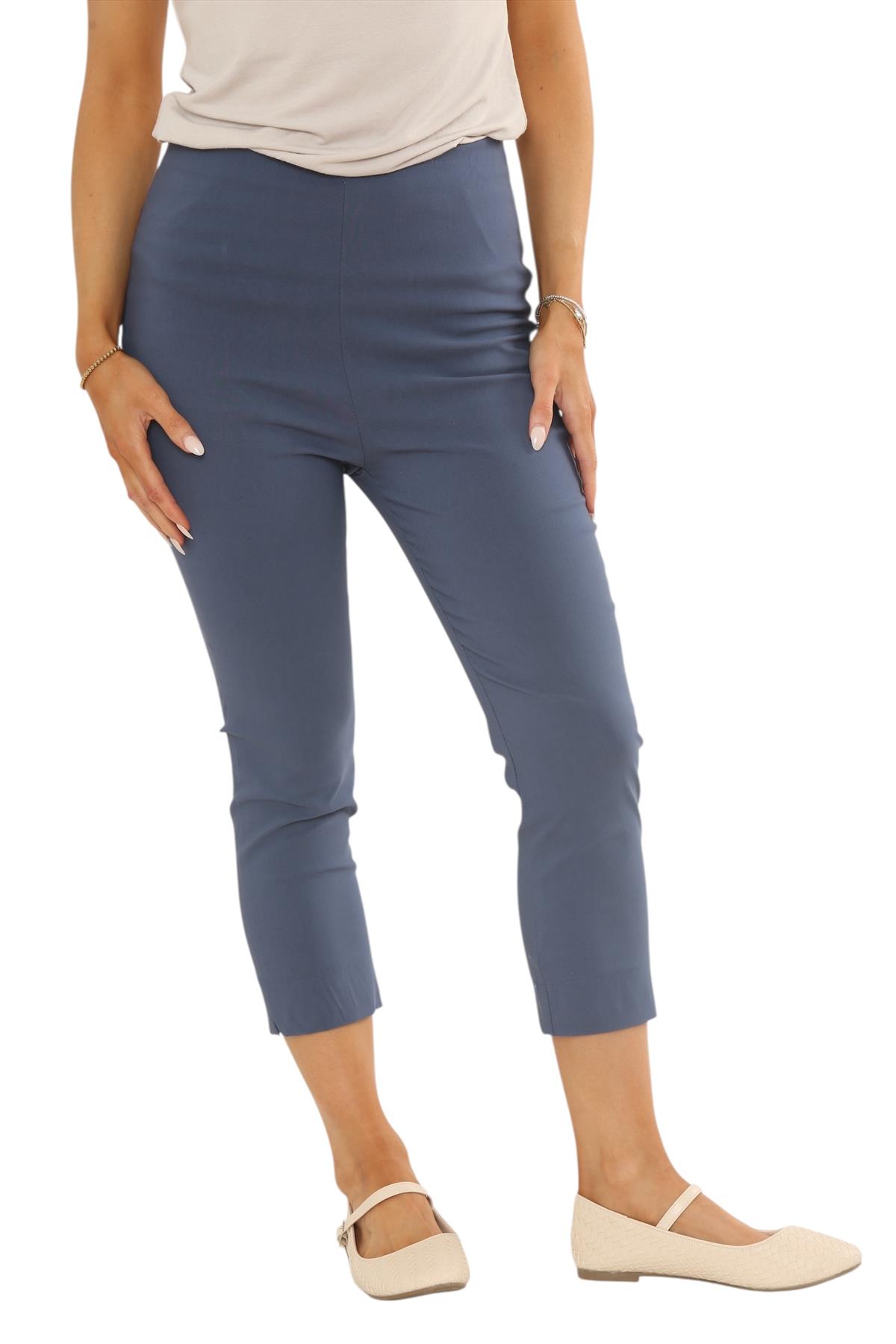 Ladies Bengaline Capri Trousers 3/4 Cropped Stretch Pants Pull On Summer - Picture 19 of 23