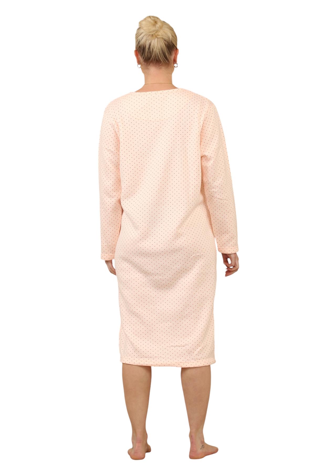 Women Thermal Nightwear Polka Dot Long Sleeve Button Winter Nightie M to 2XL - Picture 10 of 14