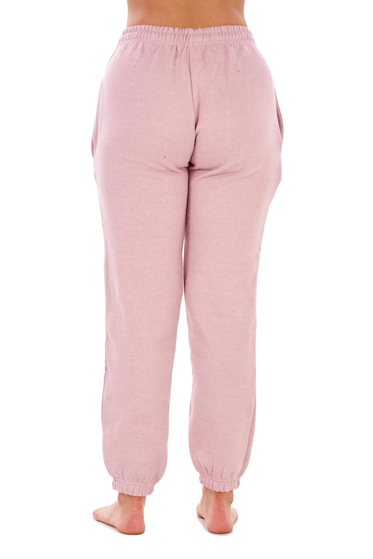 Womens Basic Fleece Joggers Regular Tracksuit Bottom Cuffed Ankle Cotton Blend - Picture 25 of 56