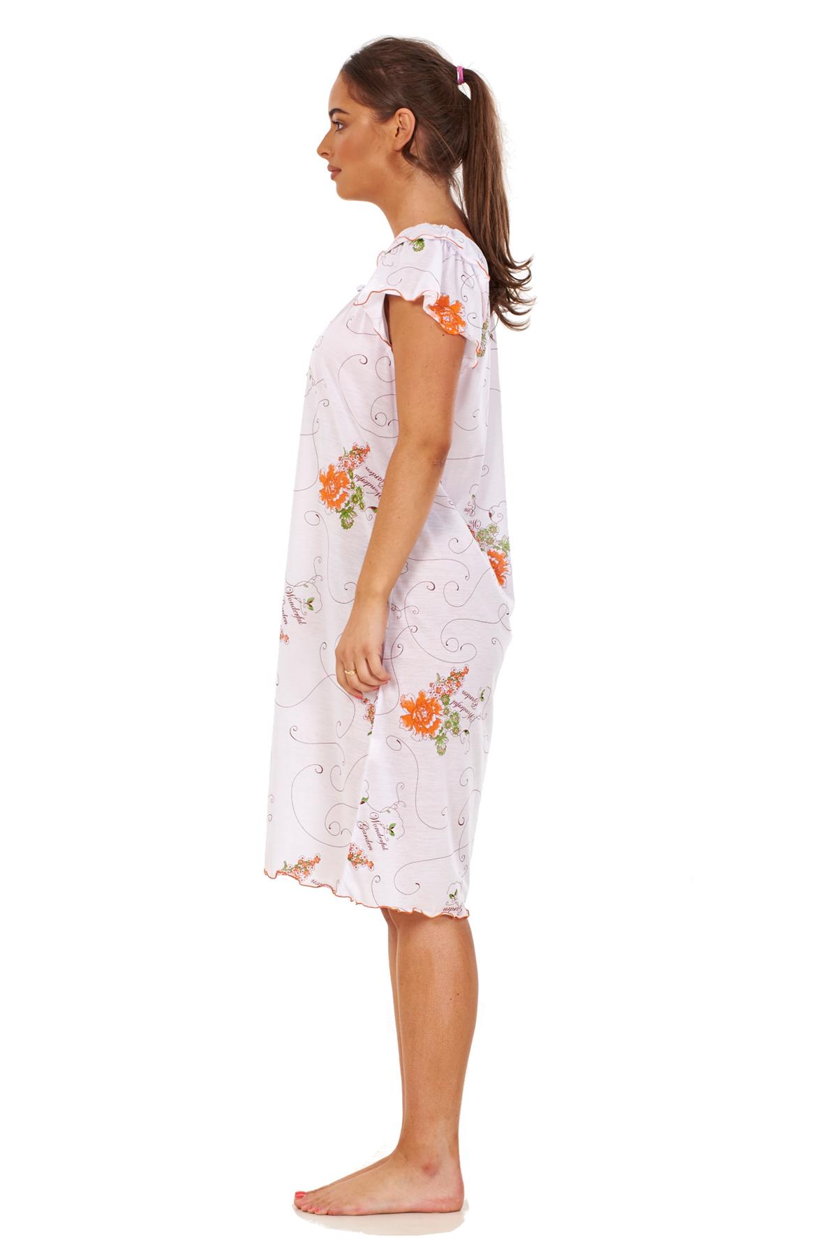 Ladies Short Nightdress Cotton Blend Cap Sleeve Nightwear Peony Floral M to XXXL - Picture 24 of 46