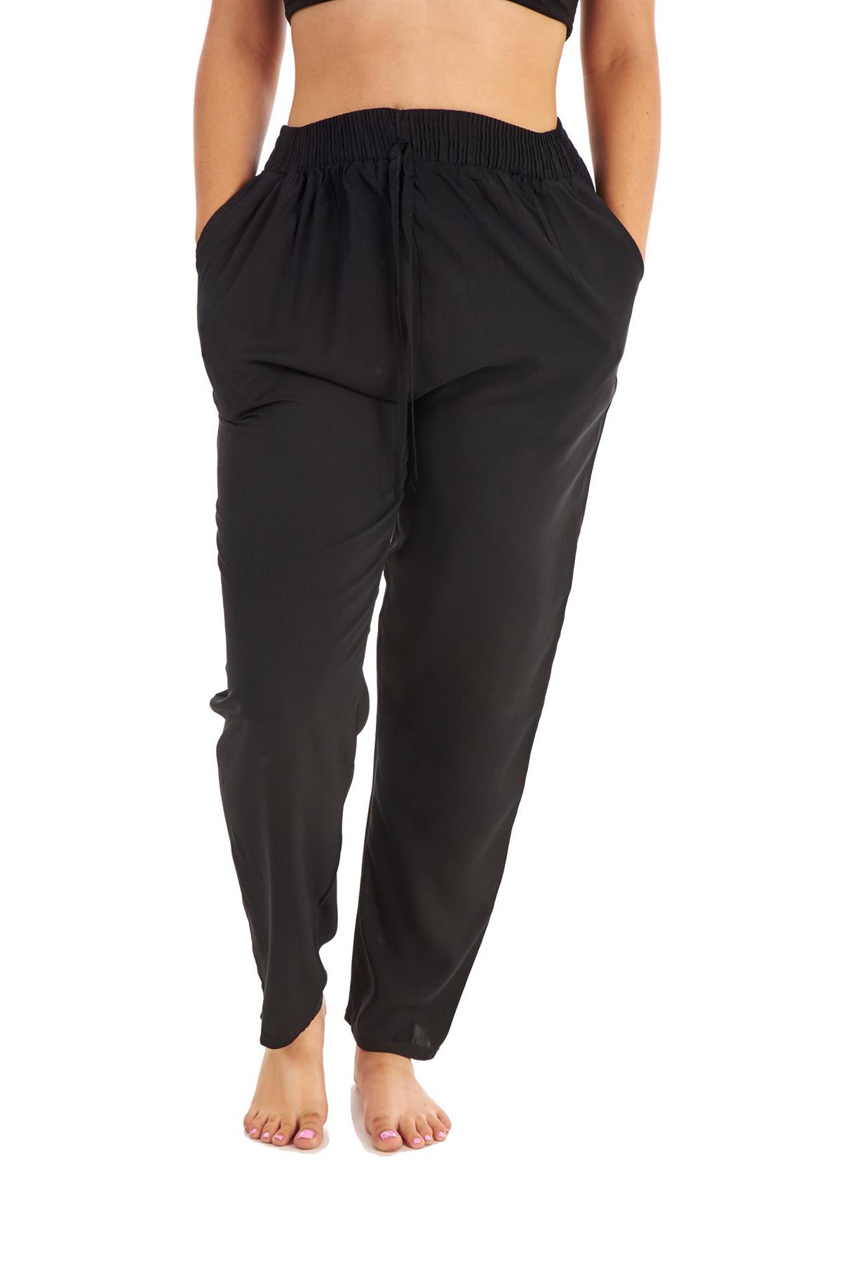 Ladies 100% Cotton Trousers Elasticated 