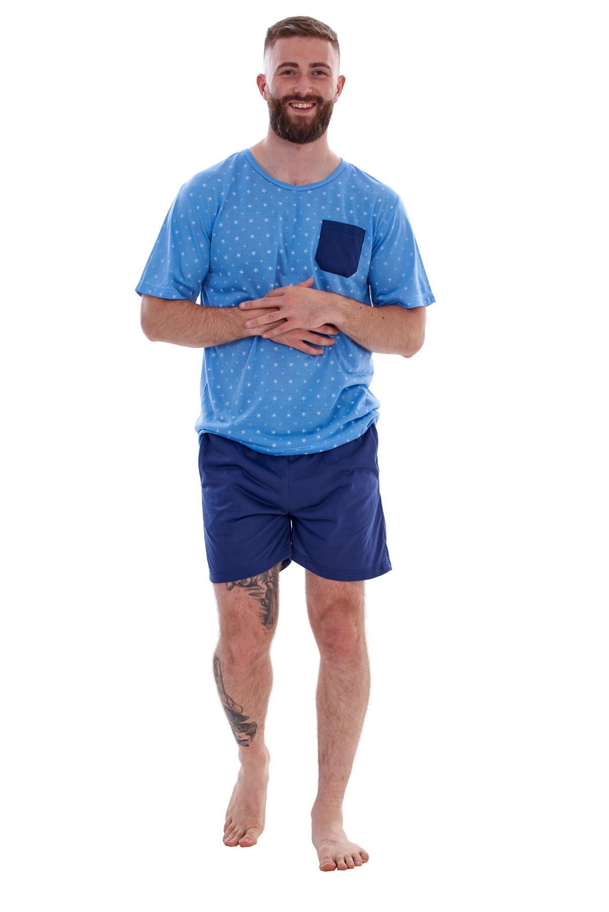 Mens Pyjama Set Shorts Crew Neck Pockets Summer Sleepwear Nightwear eBay