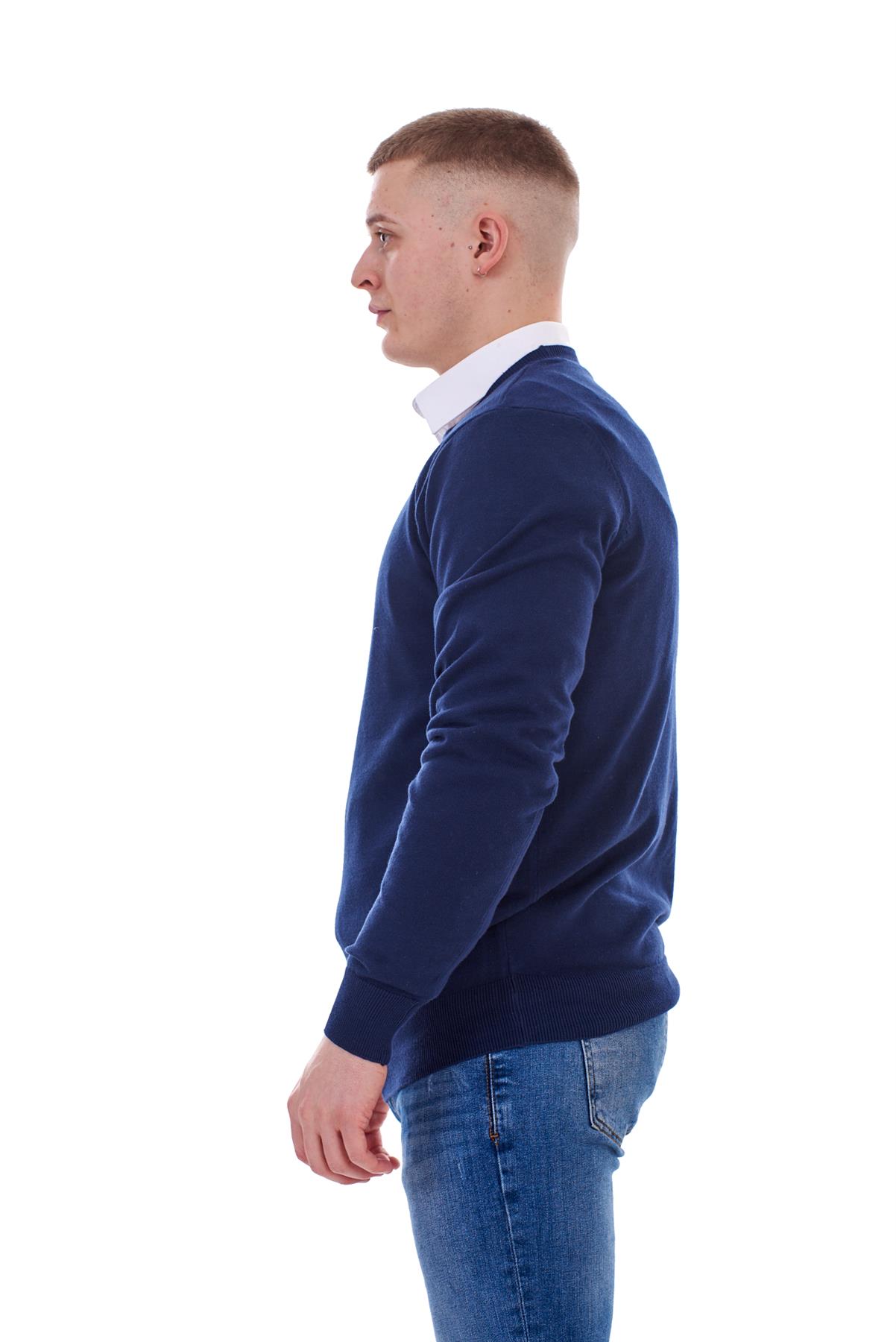 Mens Plain Jumper Ex-Chain Store Crew Neck Long Sleeve Knitted Pullover Sweater - Picture 24 of 41