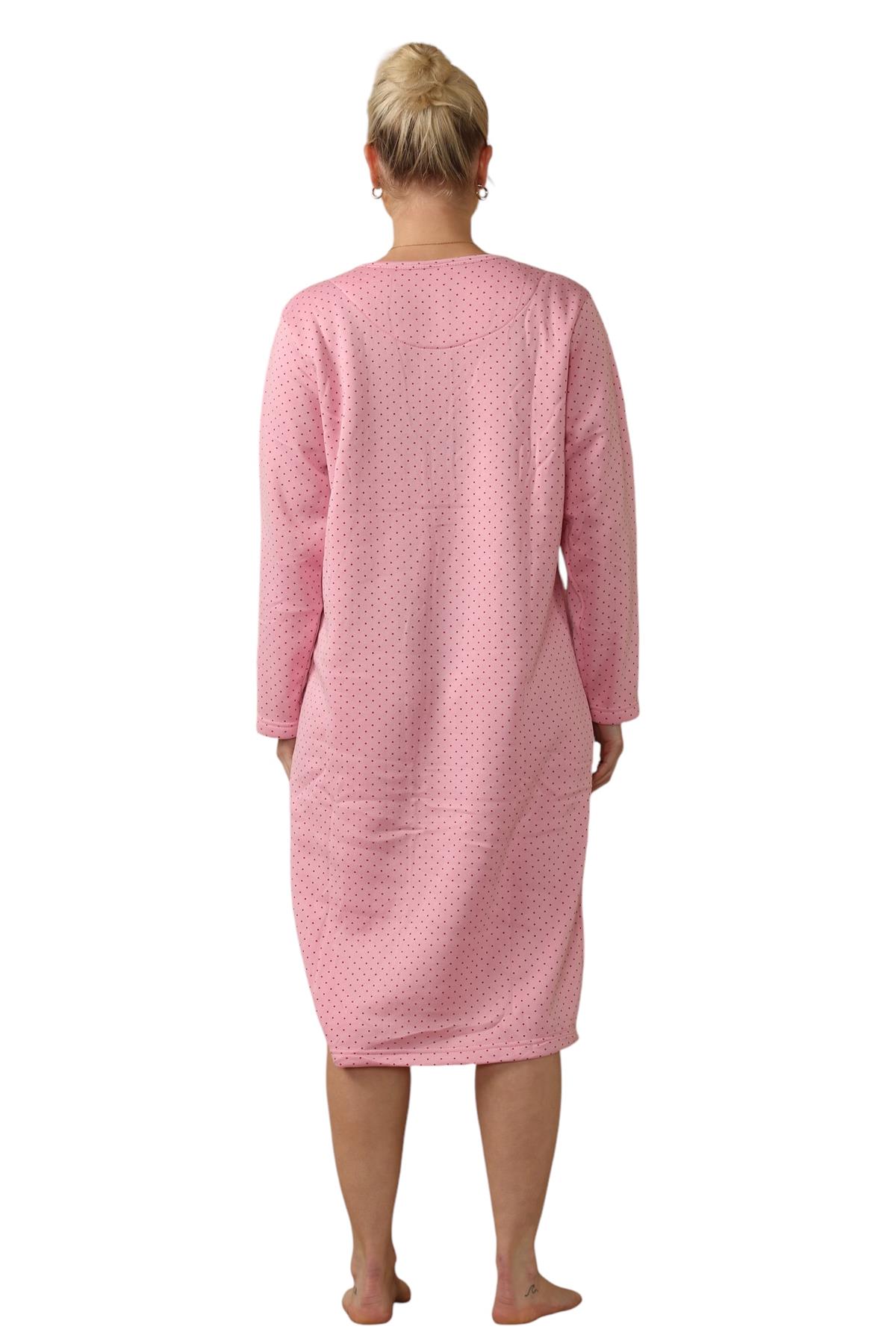Women Thermal Nightwear Polka Dot Long Sleeve Button Winter Nightie M to 2XL - Picture 14 of 14