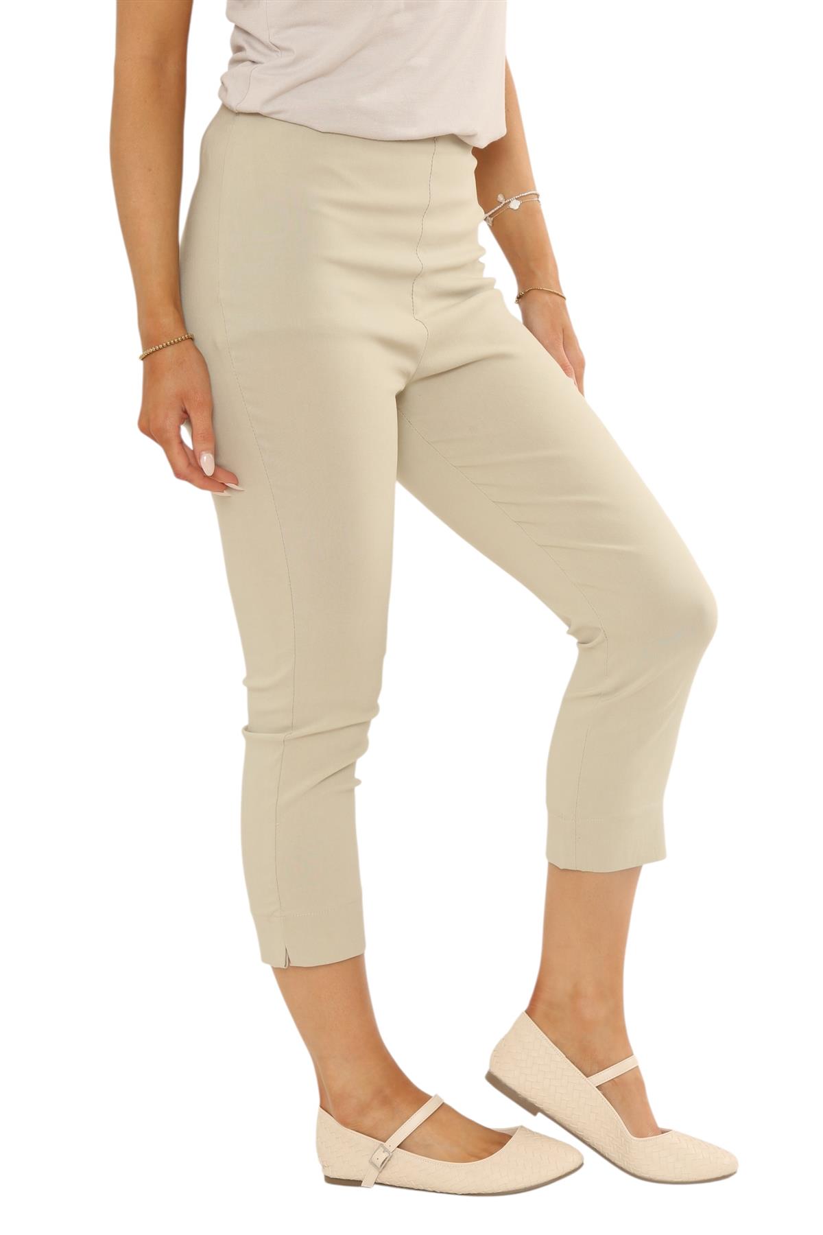 Ladies Bengaline Capri Trousers 3/4 Cropped Stretch Pants Pull On Summer - Picture 8 of 23